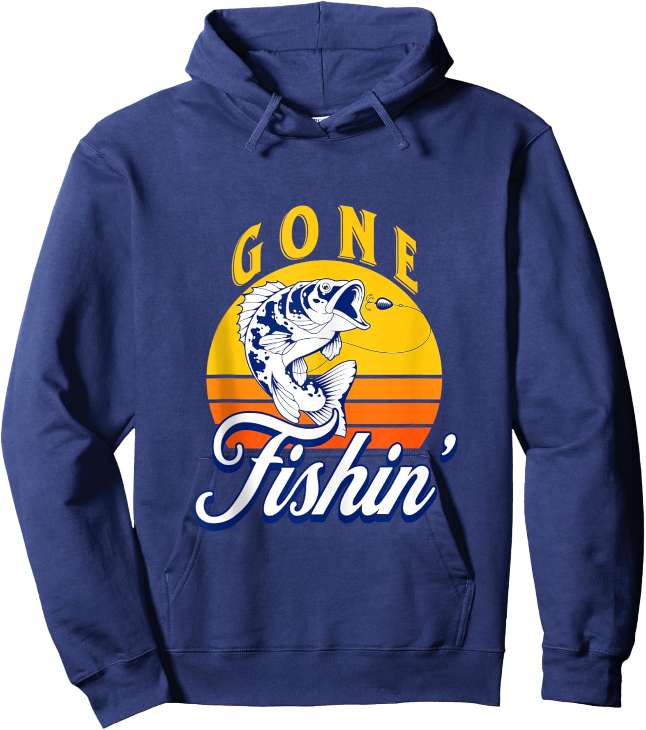 Funny Fisherman Gone Fishin Fishing Hoodie - Hoodie | Navy