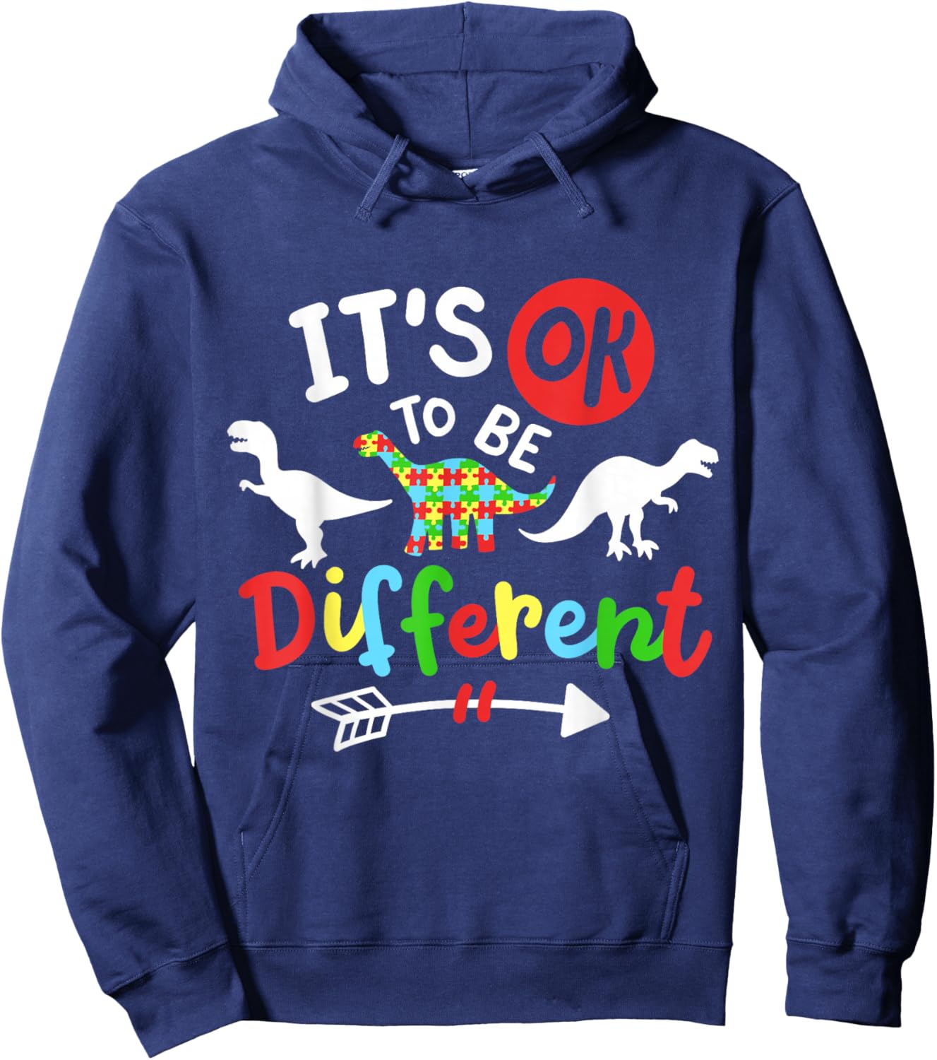 Autism Awareness Dinosaur Hoodie - Hoodie | Navy