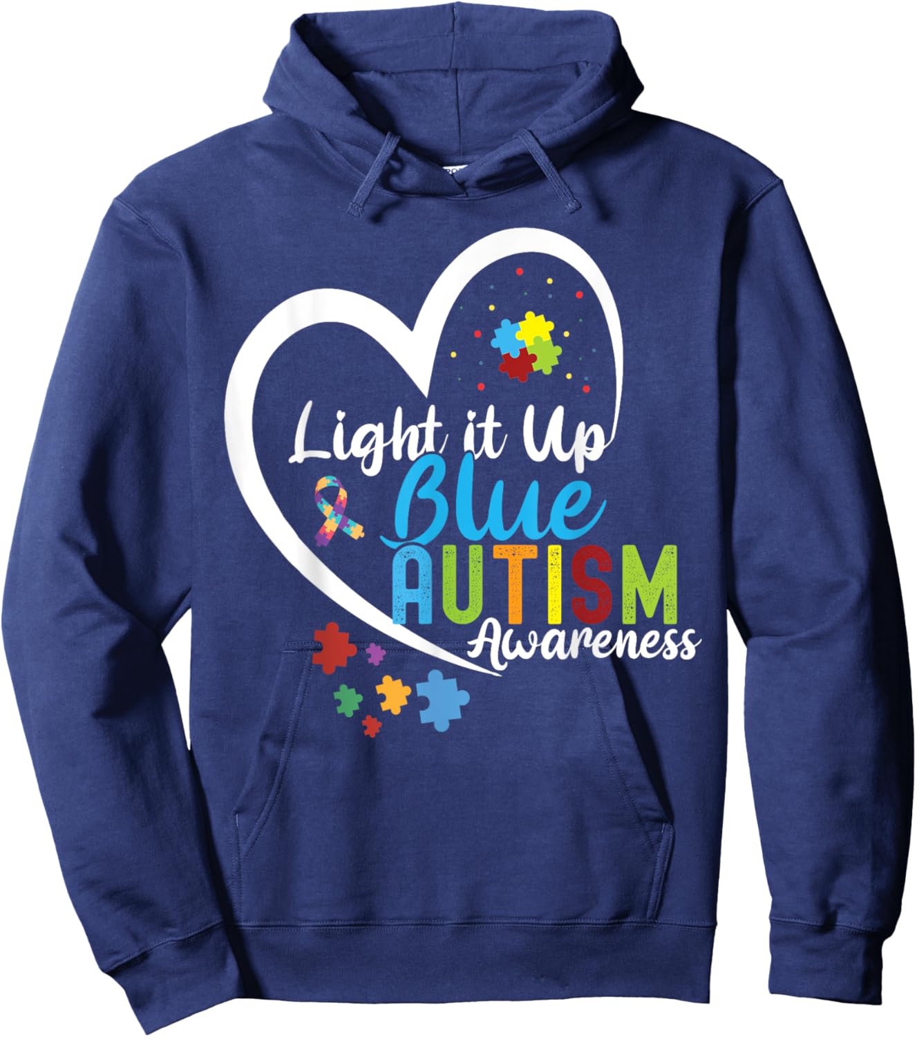 Women Light It Up Blue Autism Awareness Puzzle Hoodie - Hoodie | Navy