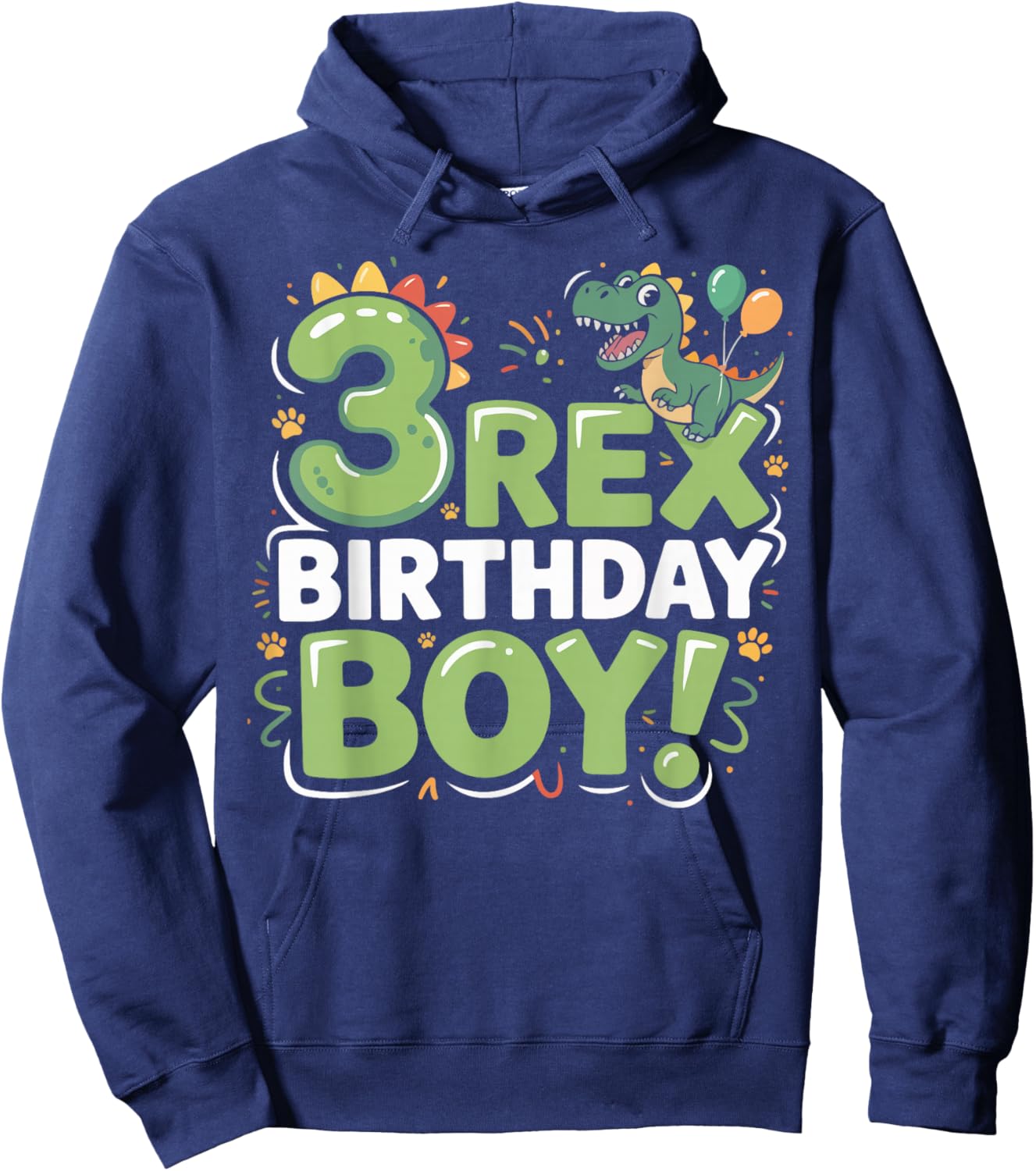 Three Rex Birthday Boy 3rd Birthday Dinosaur Third Year Old Hoodie - Hoodie | Navy