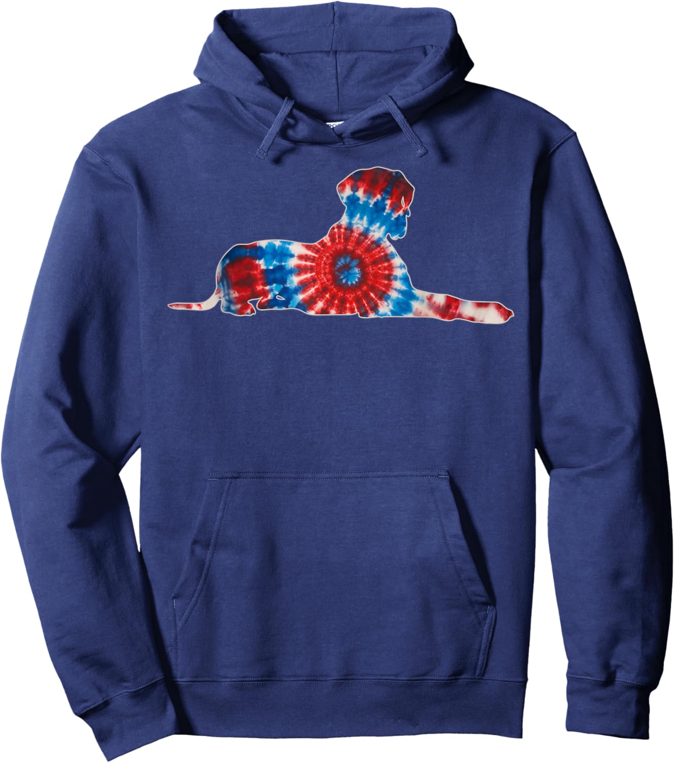 Great Dane Dog Red White Blue Tie Dye American Flag Colors Hoodie - Hoodie | Navy