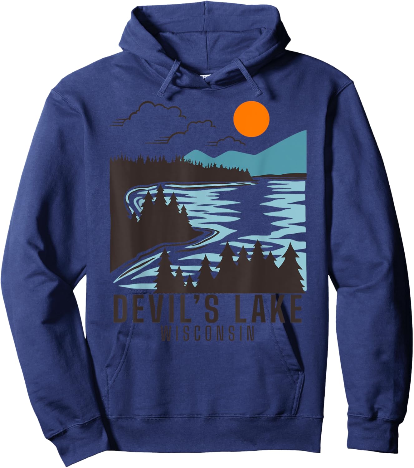 Devil's Lake, Wisconsin summer swimming boating Men Women Girls Kids Hoodie - Hoodie | Navy