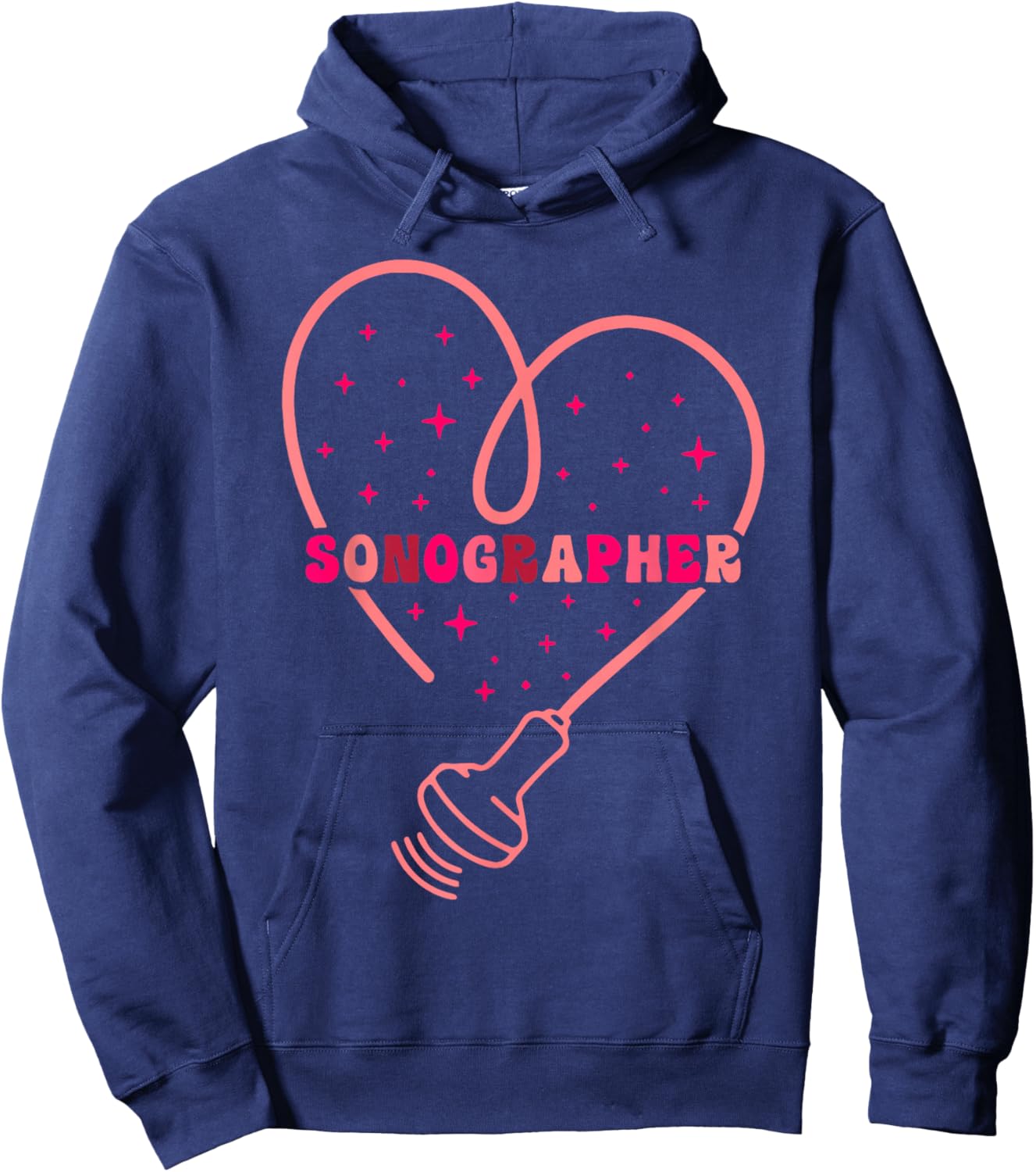 Sonographer Heart Valentine's Day Ultrasound Technologist Hoodie - Hoodie | Navy