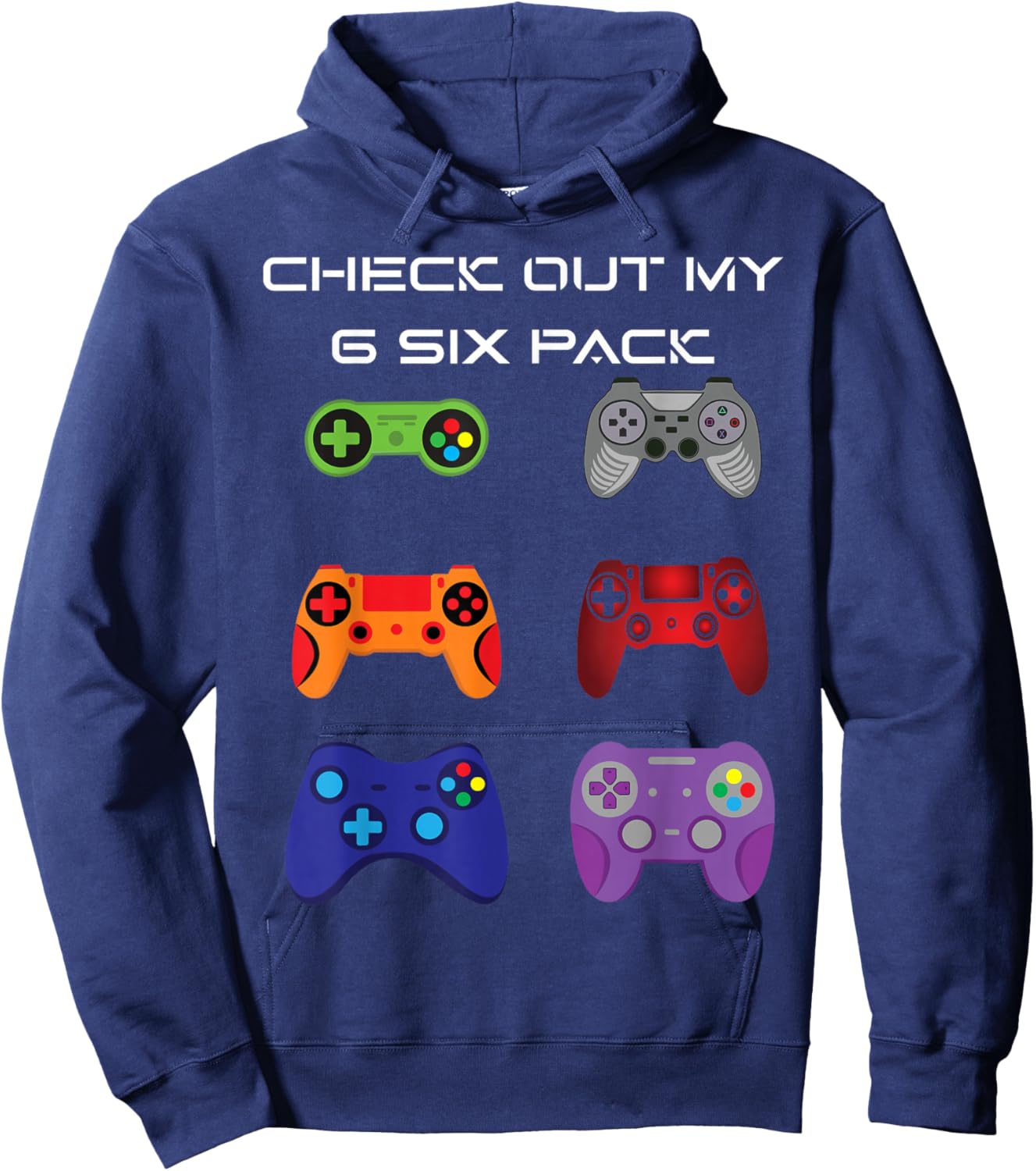 Check Out My 6 Six Pack Gamer Video Controller Hoodie - Hoodie | Navy