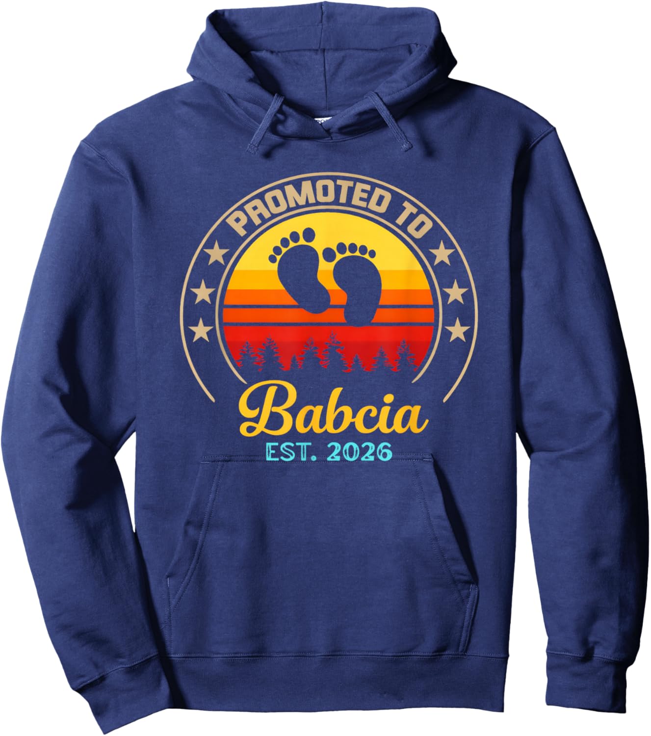 Promoted to Babcia Est 2026 First Time New Grandma Hoodie - Hoodie | Navy