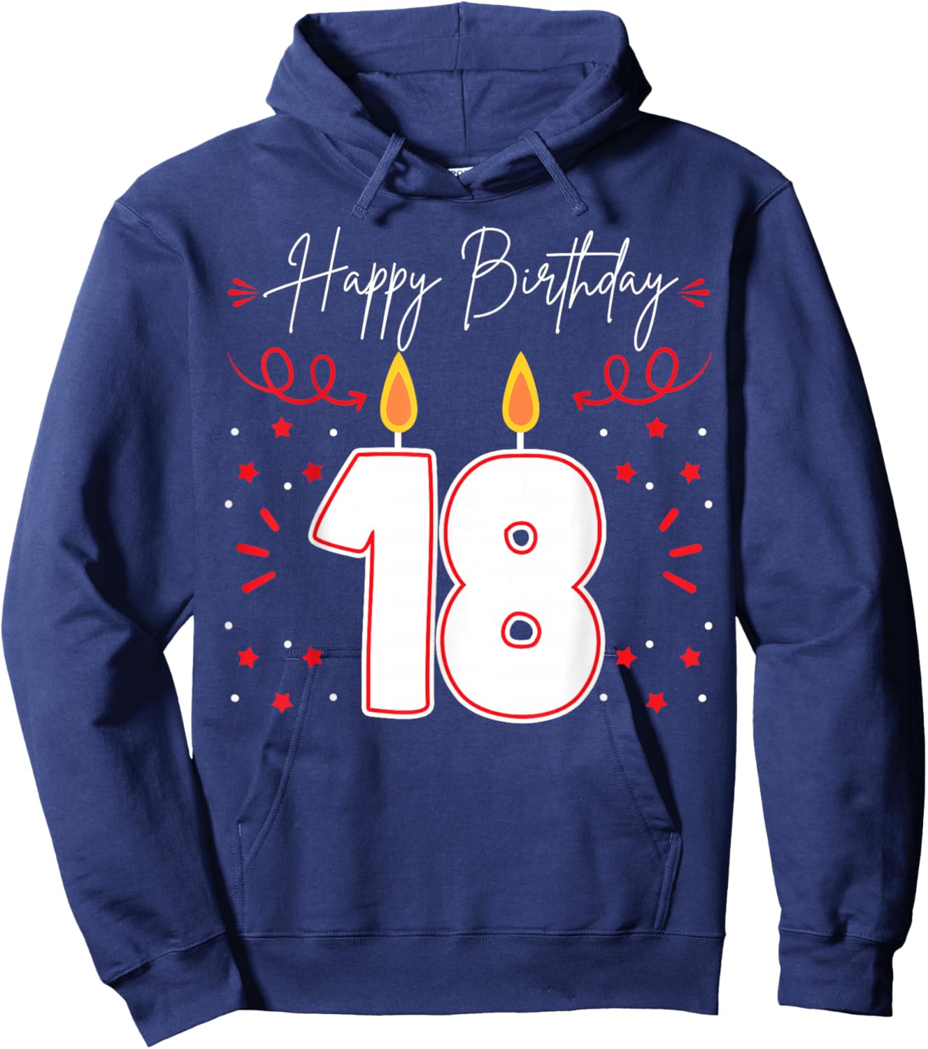 Candle 18 Birthday Party Decoration Wishes Candlelight Cake Hoodie - Hoodie | Navy