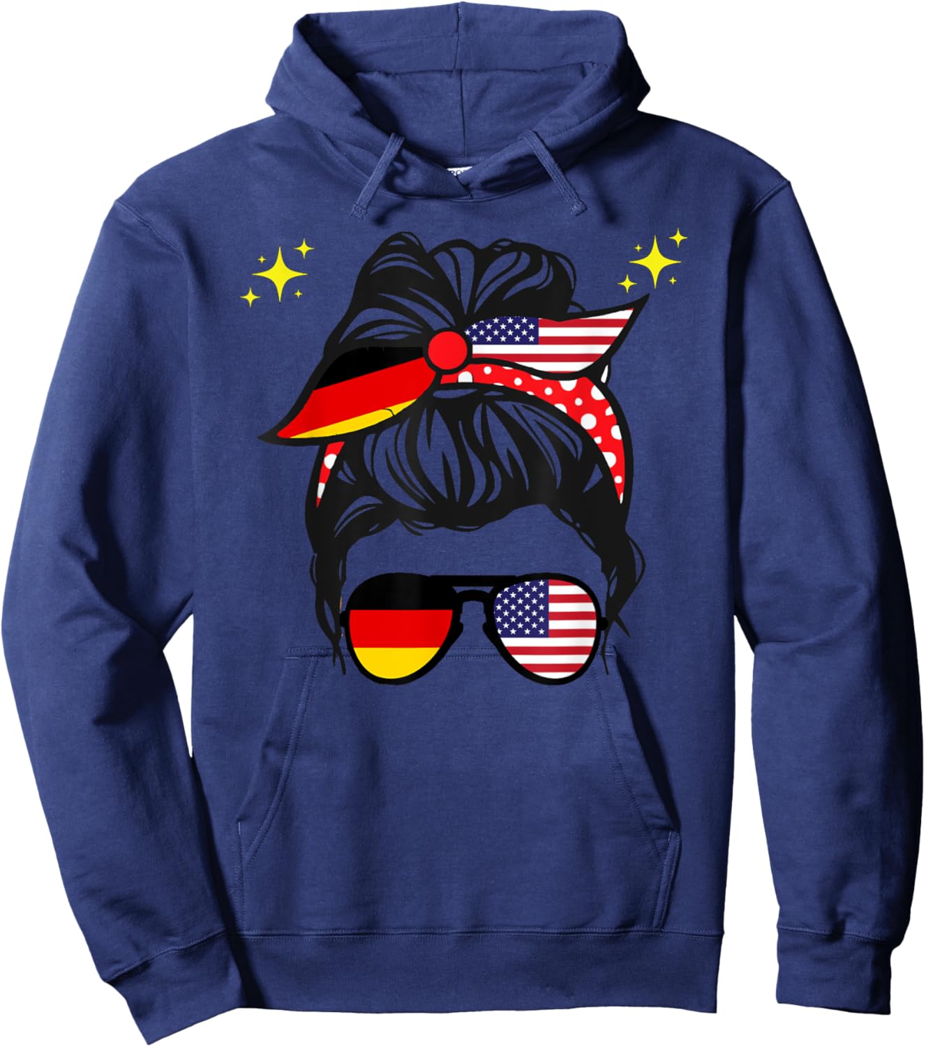 Amerikanische Deutschland-Flagge, halbe amerikanische Hälfte, deutsche Mädchen Hoodie - Hoodie | Navy