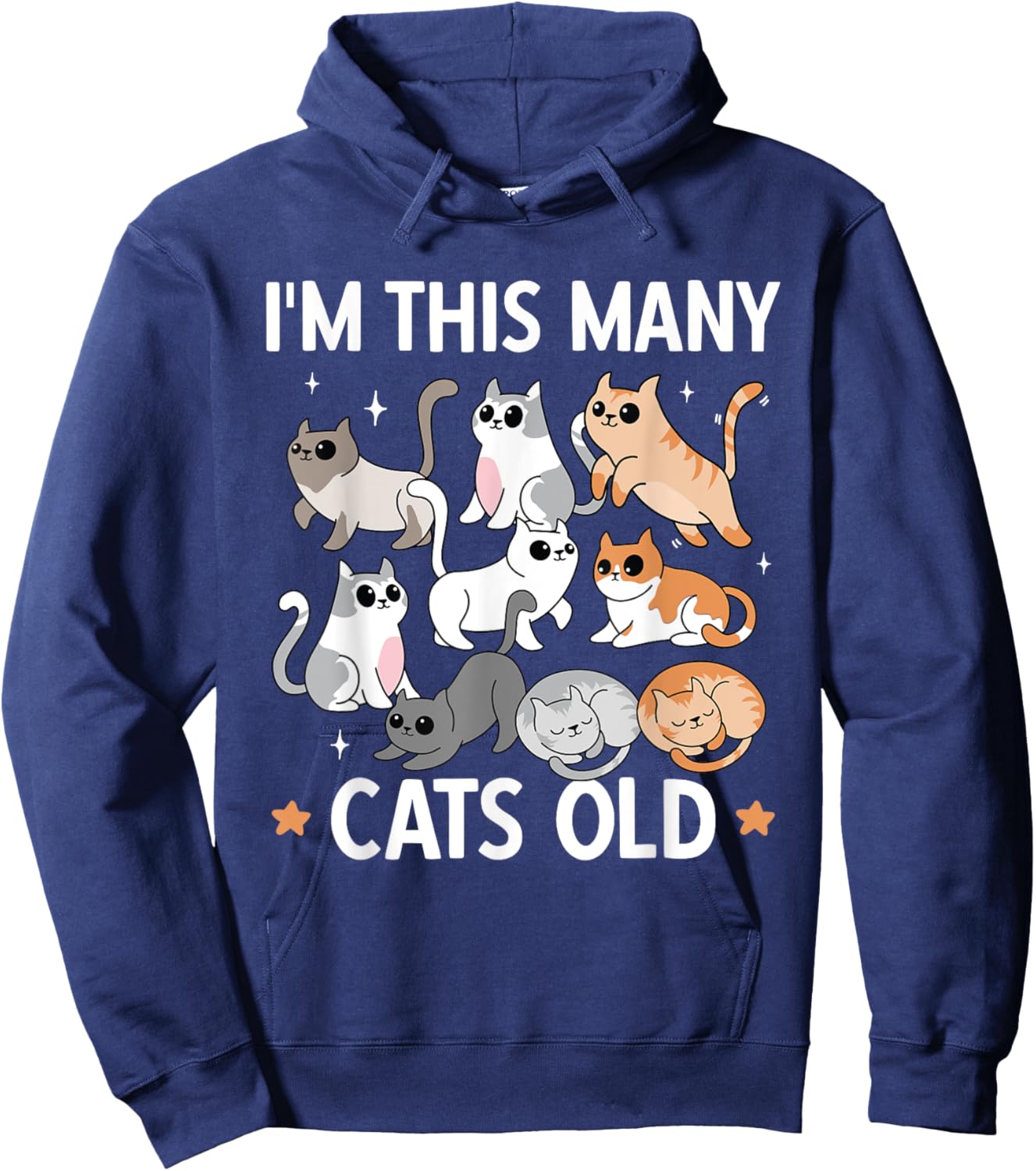 I'm This Many Cats Old 9th Birthday Party Kitten Cat Hoodie - Hoodie | Navy
