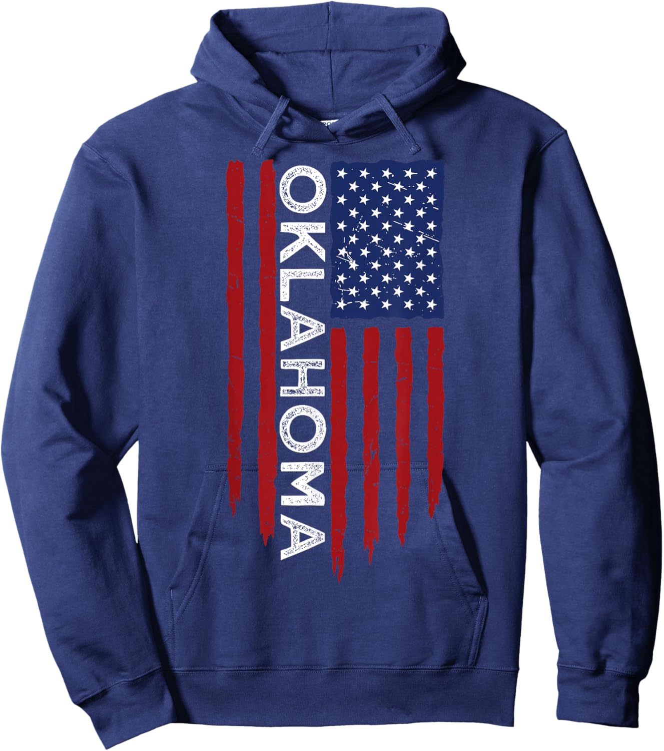 Oklahoma Home State OK American Flag Retro Design Hoodie - Hoodie | Navy