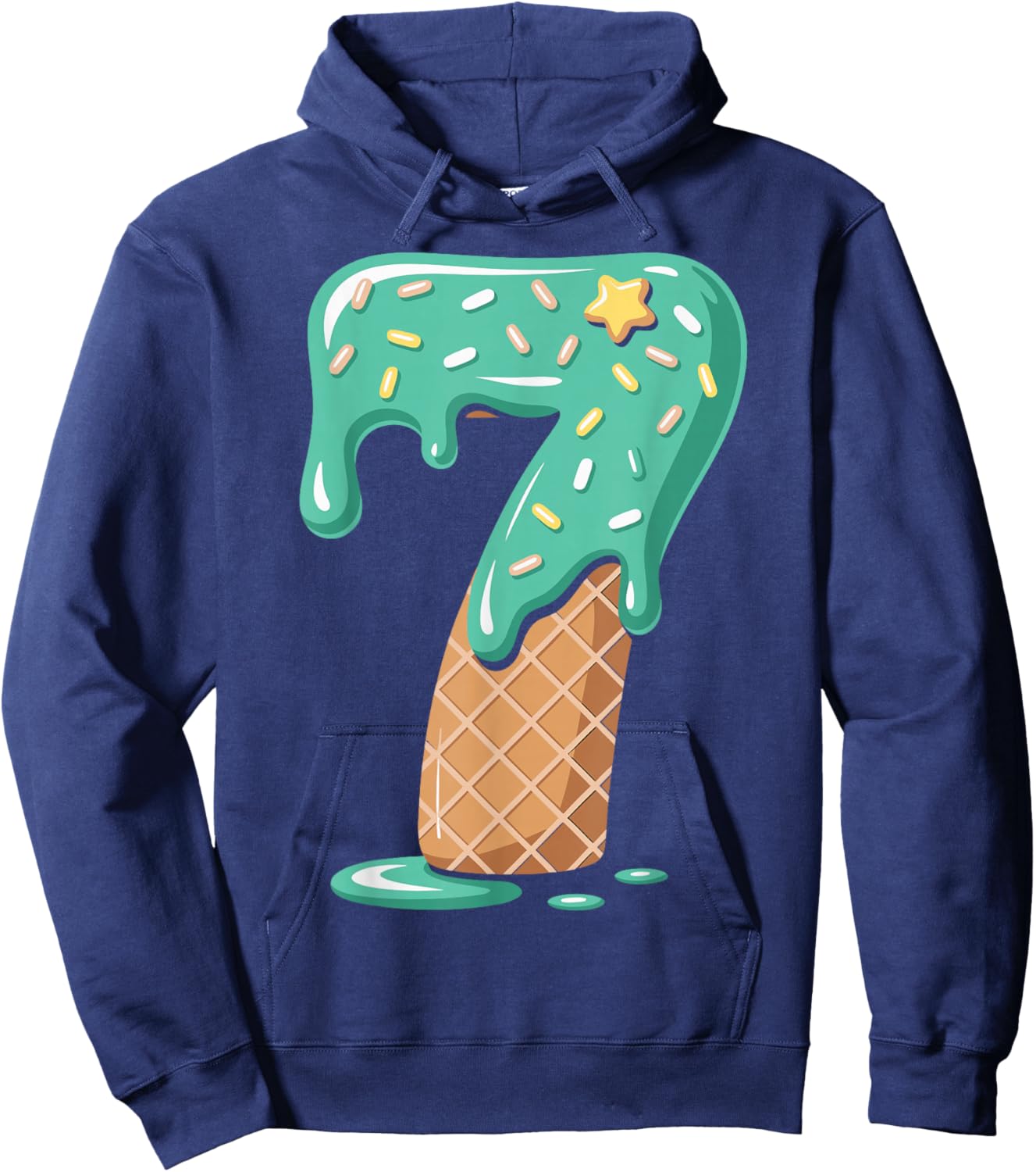 Funny Number 7 Meme Ice Cream Drip Six Seven Matching Kids Hoodie - Hoodie | Navy