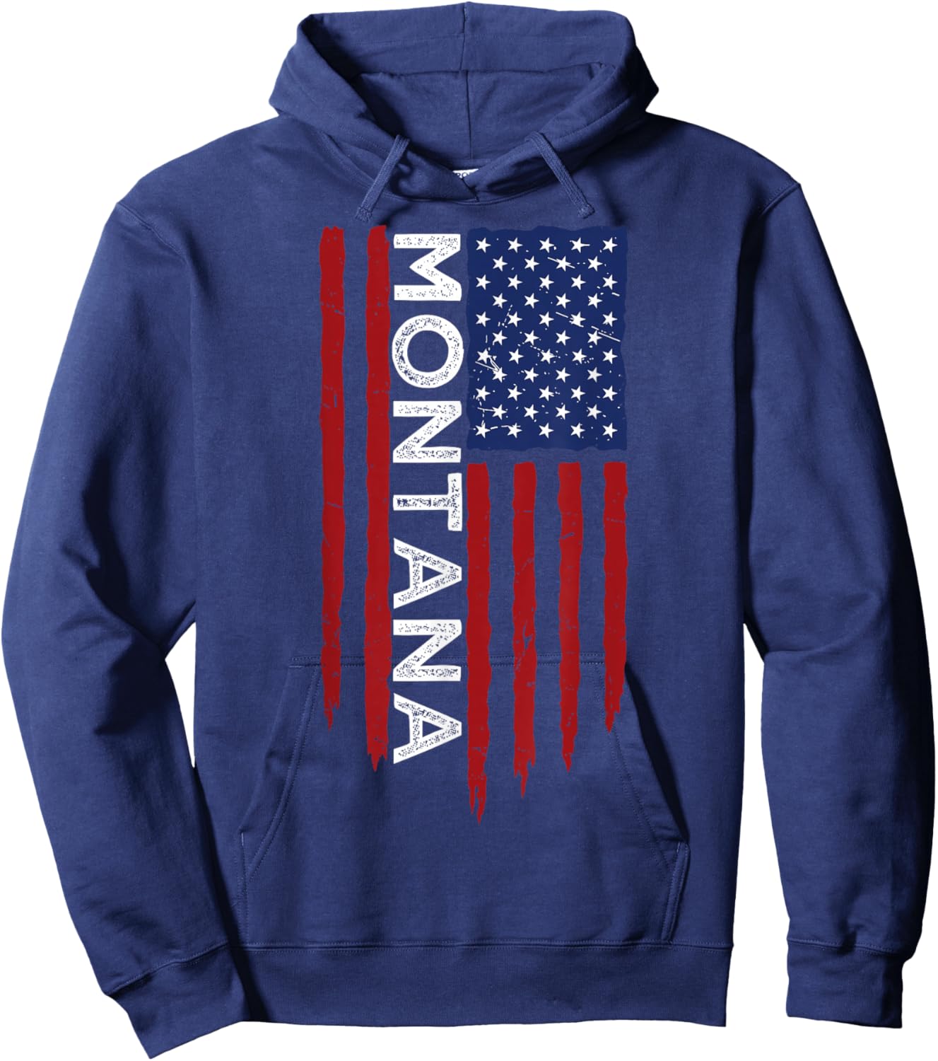Montana Home State MT American Flag Retro Design Hoodie - Hoodie | Navy
