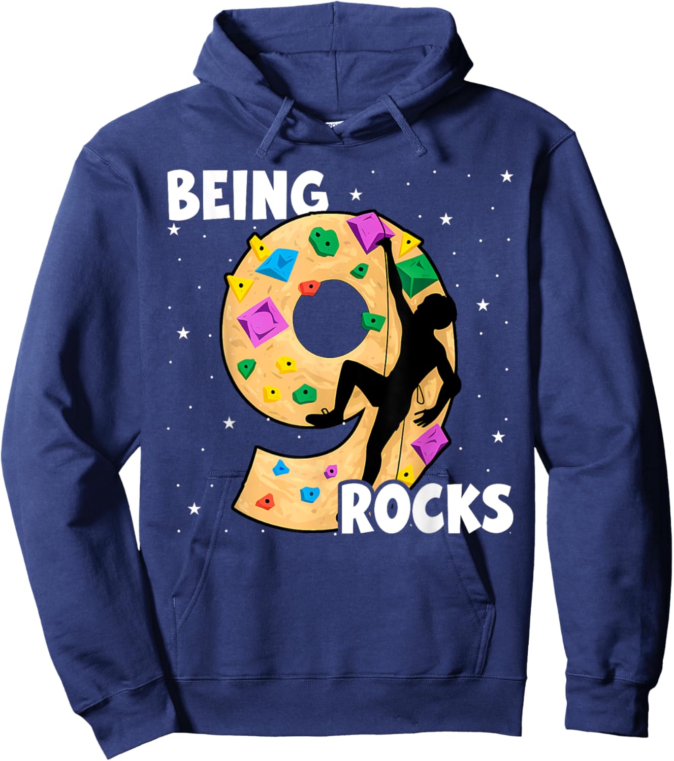 9 Year Old Rock Climbing 9th Birthday Adventures Climber Hoodie - Hoodie | Navy