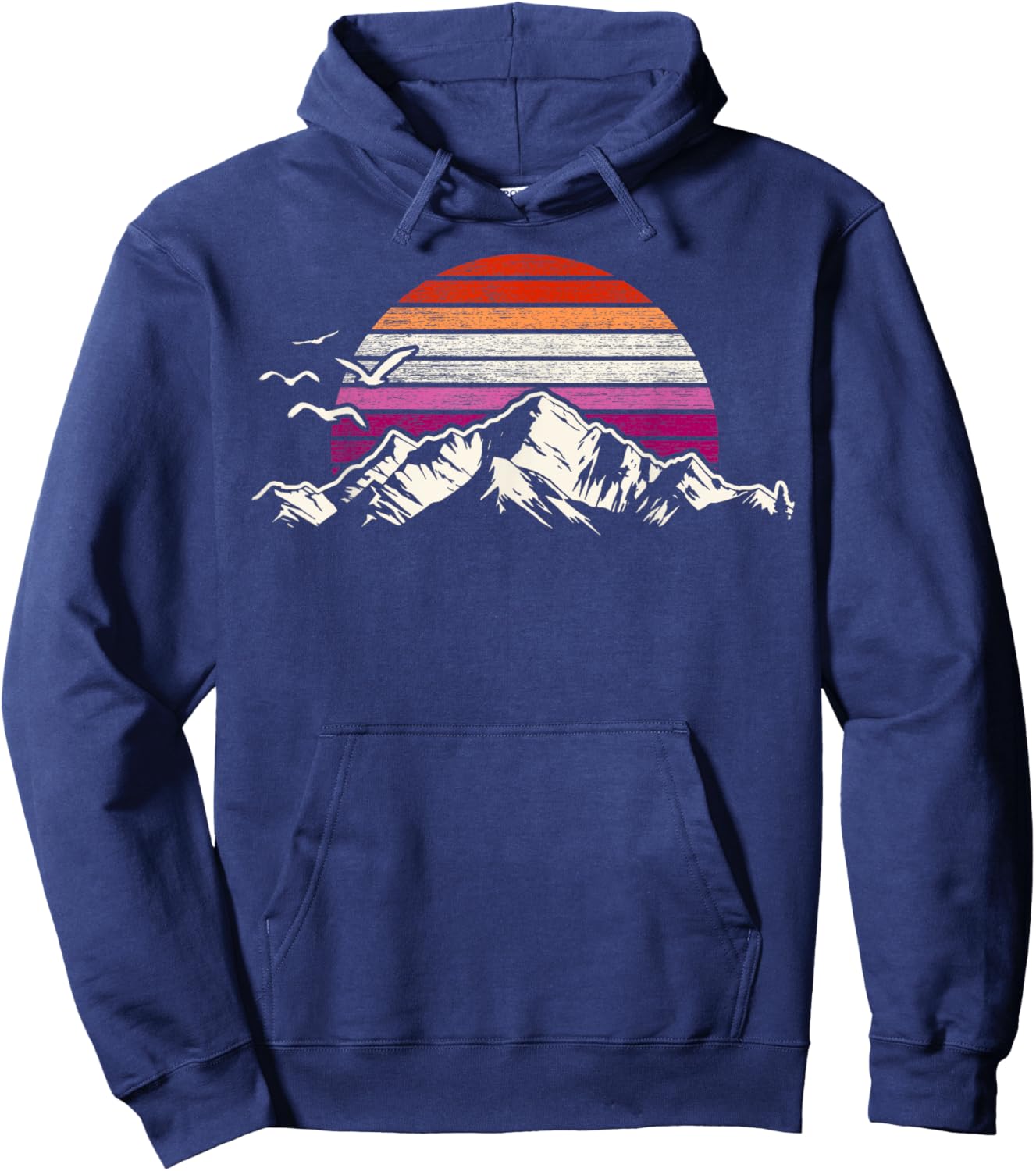 Retro Mountain Sunset Lesbian Pride Adventure Hoodie - Hoodie | Navy