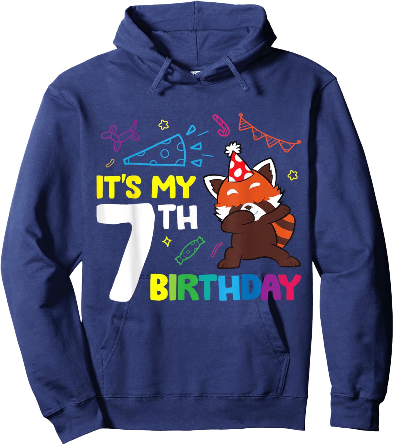 Red Panda Birthday It's My 7th Birthday Red Panda Hoodie - Hoodie | Navy