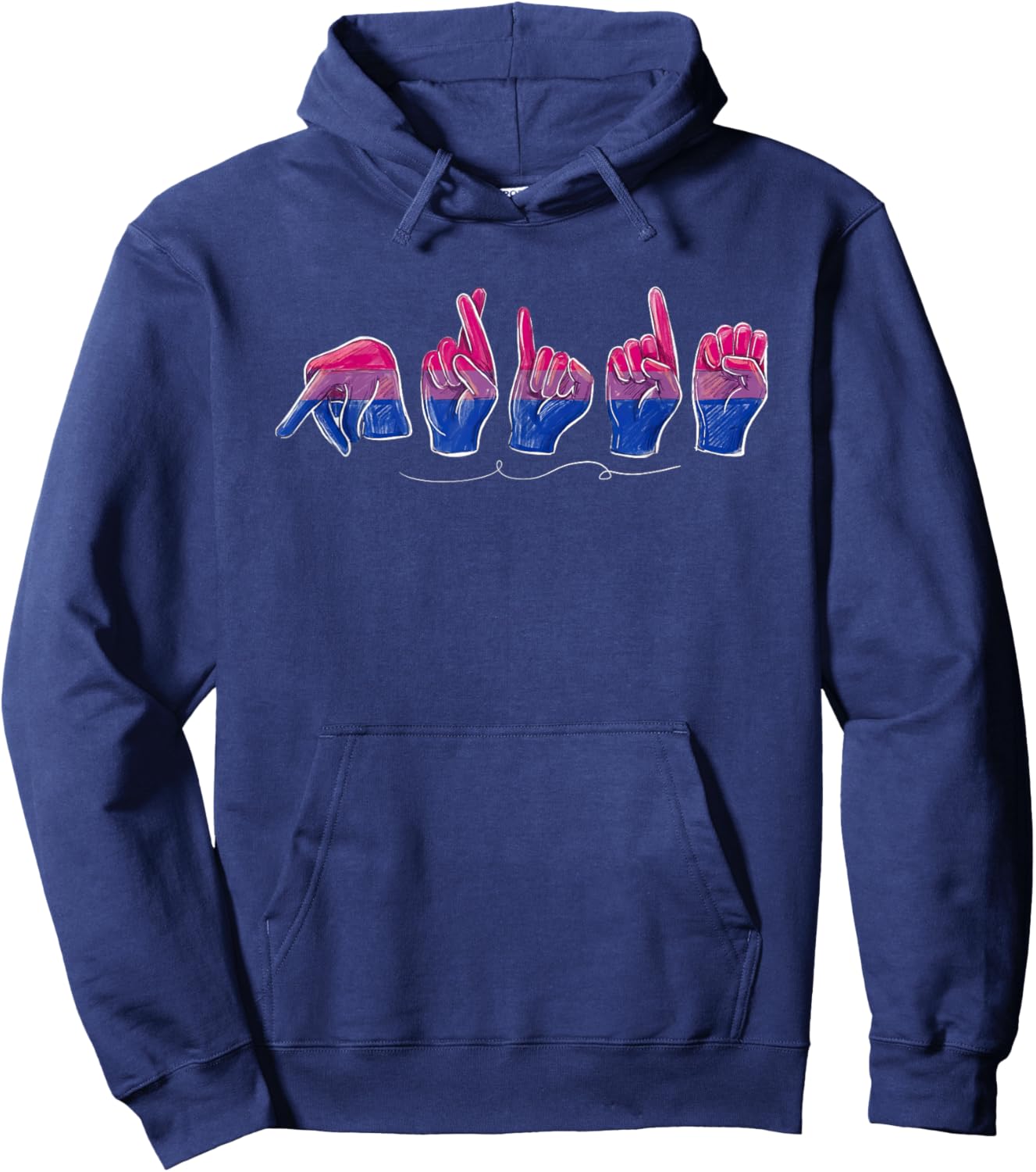 Bisexual Hand Sign Language ALS Pride Month LGBTQ Men Women Hoodie - Hoodie | Navy