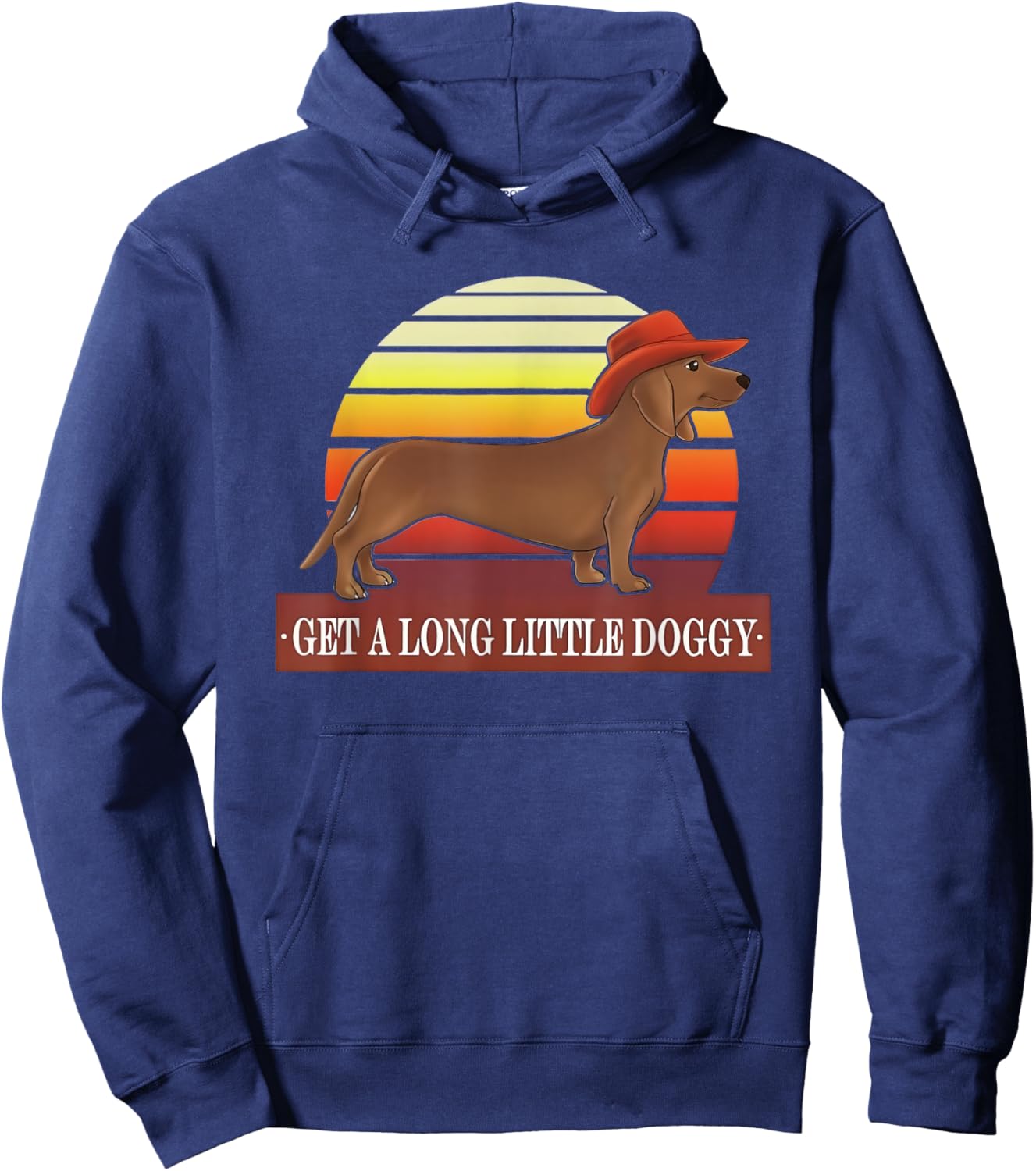 Cowboy Dachshund Get A Long Little Doggy Vintage Hoodie - Hoodie | Navy