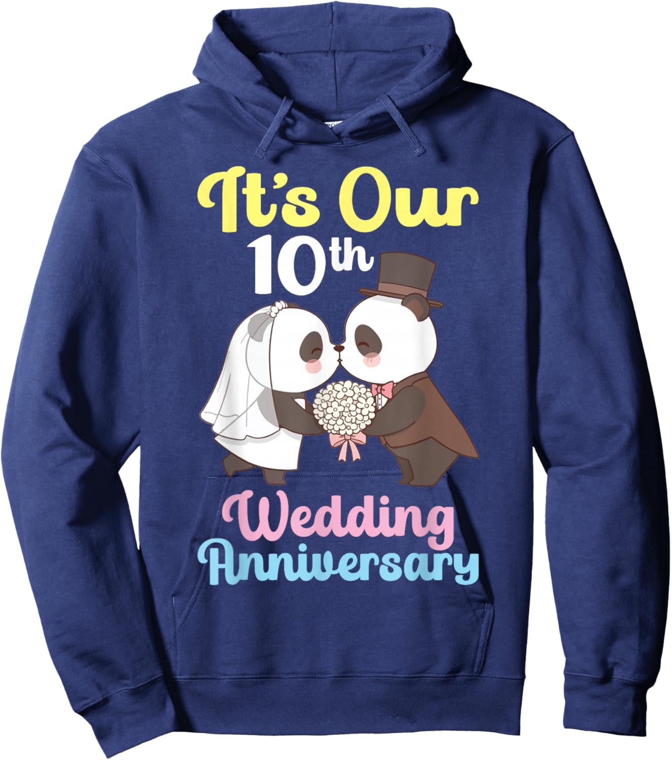 It's Our 10th Wedding Anniversary Panda Couple Husband Wife Hoodie - Hoodie | Navy