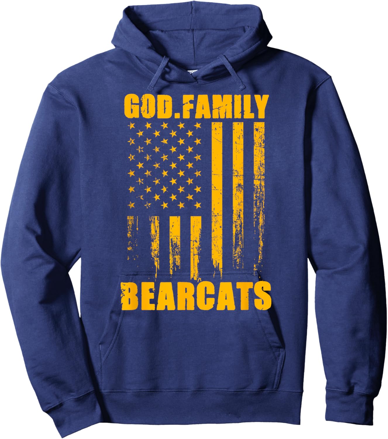 Whitesboro Bearcats God. Family. Vintage USA Flag Hoodie - Hoodie | Navy