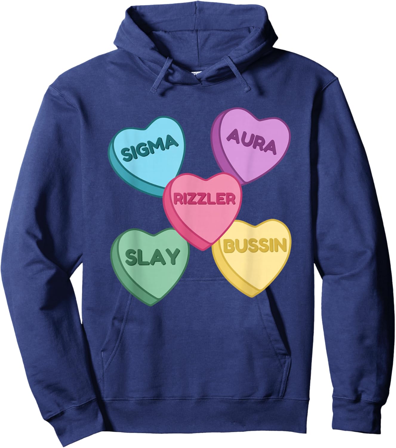 Valentine's Day Shirt Rizzler Candy Heart Middle School Hoodie - Hoodie | Navy