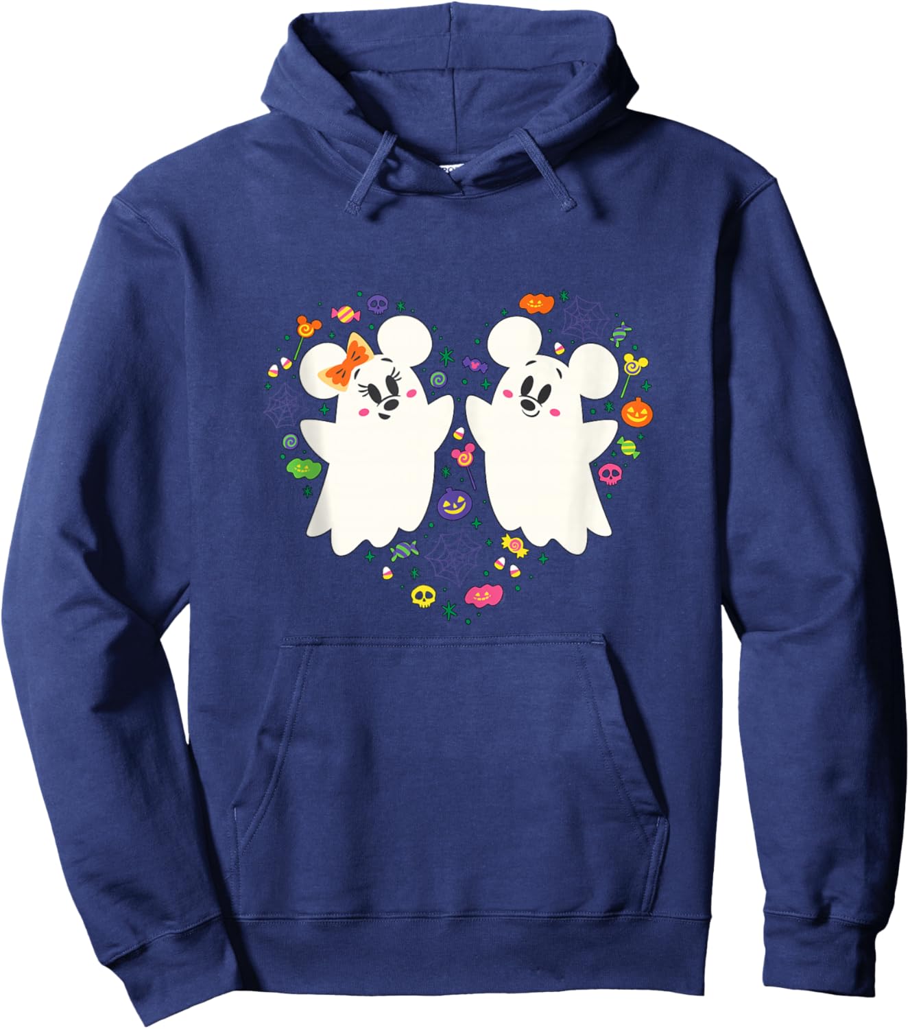 Disney Mickey and Minnie Cute Little Ghosts Halloween Heart Hoodie - Hoodie | Navy