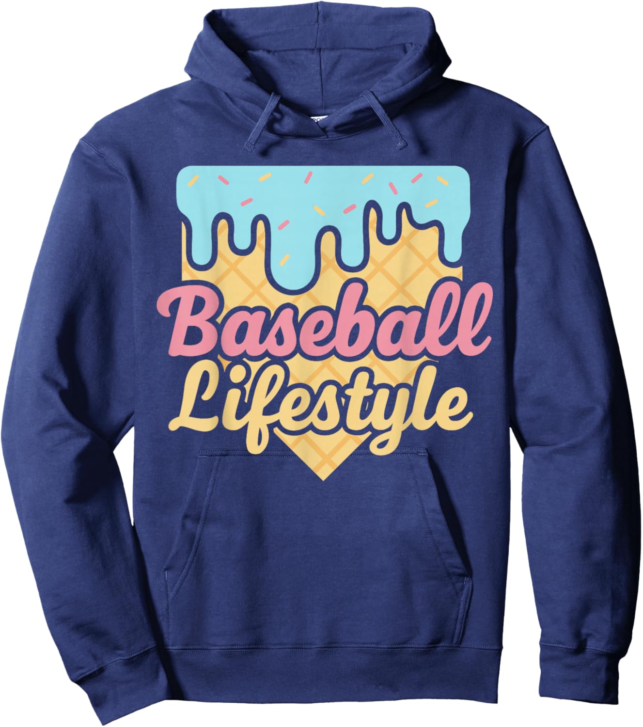 Baseball Lifestyle Shirt, Ice Cream Drip Baseball for Boys Hoodie - Hoodie | Navy