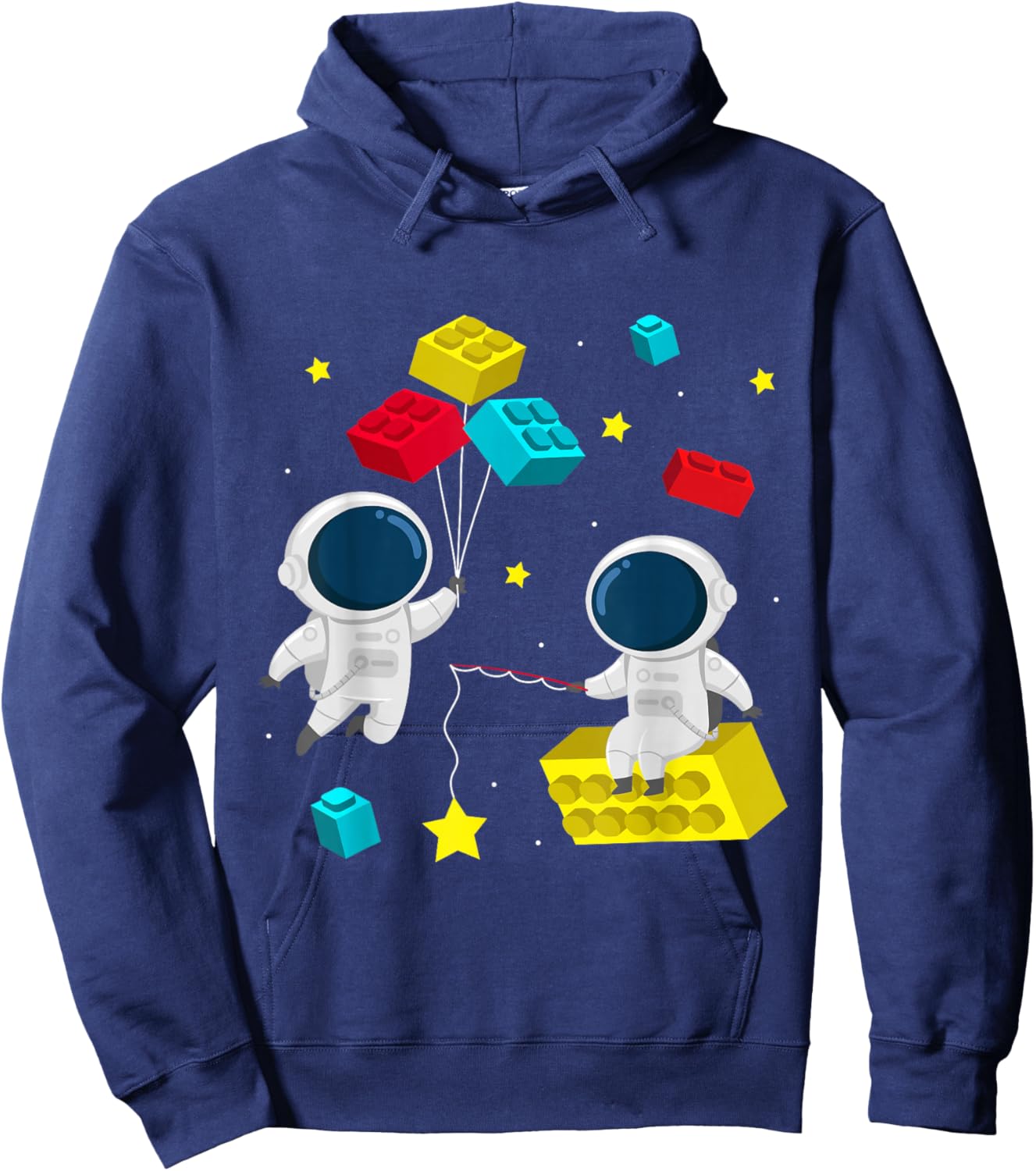 Space Astronaut Building Blocks Bricks Hoodie - Hoodie | Navy