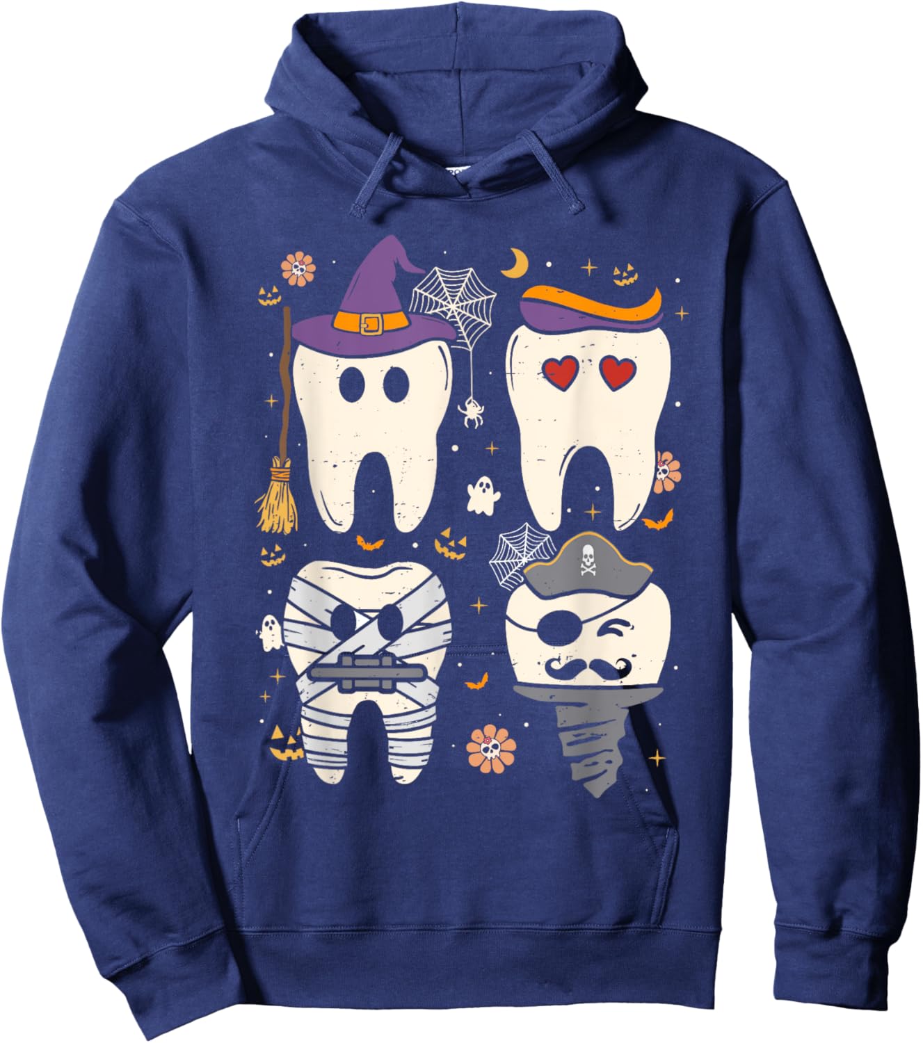 Halloween Dentist Witch Teeth Dental Crew Costume Men Women Hoodie - Hoodie | Navy