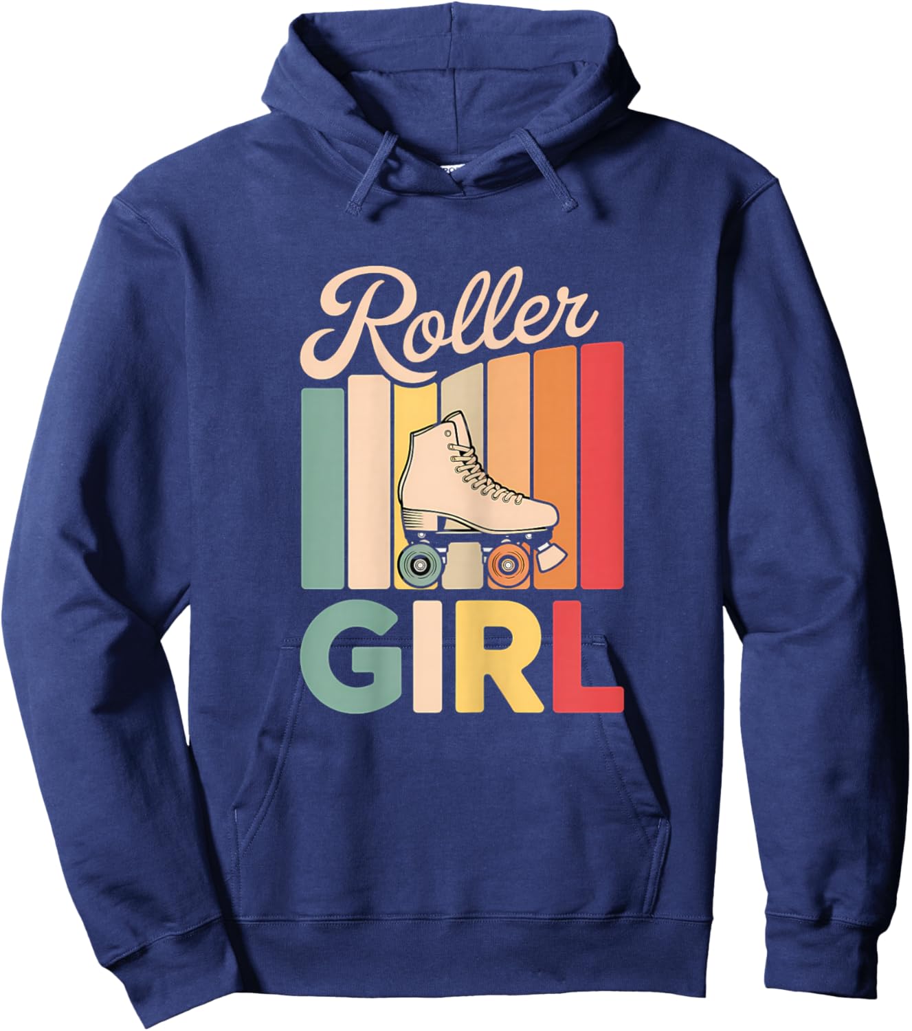Roller Skater Girl 70s 80s 90s Roller Skates Roller Skating Hoodie - Hoodie | Navy