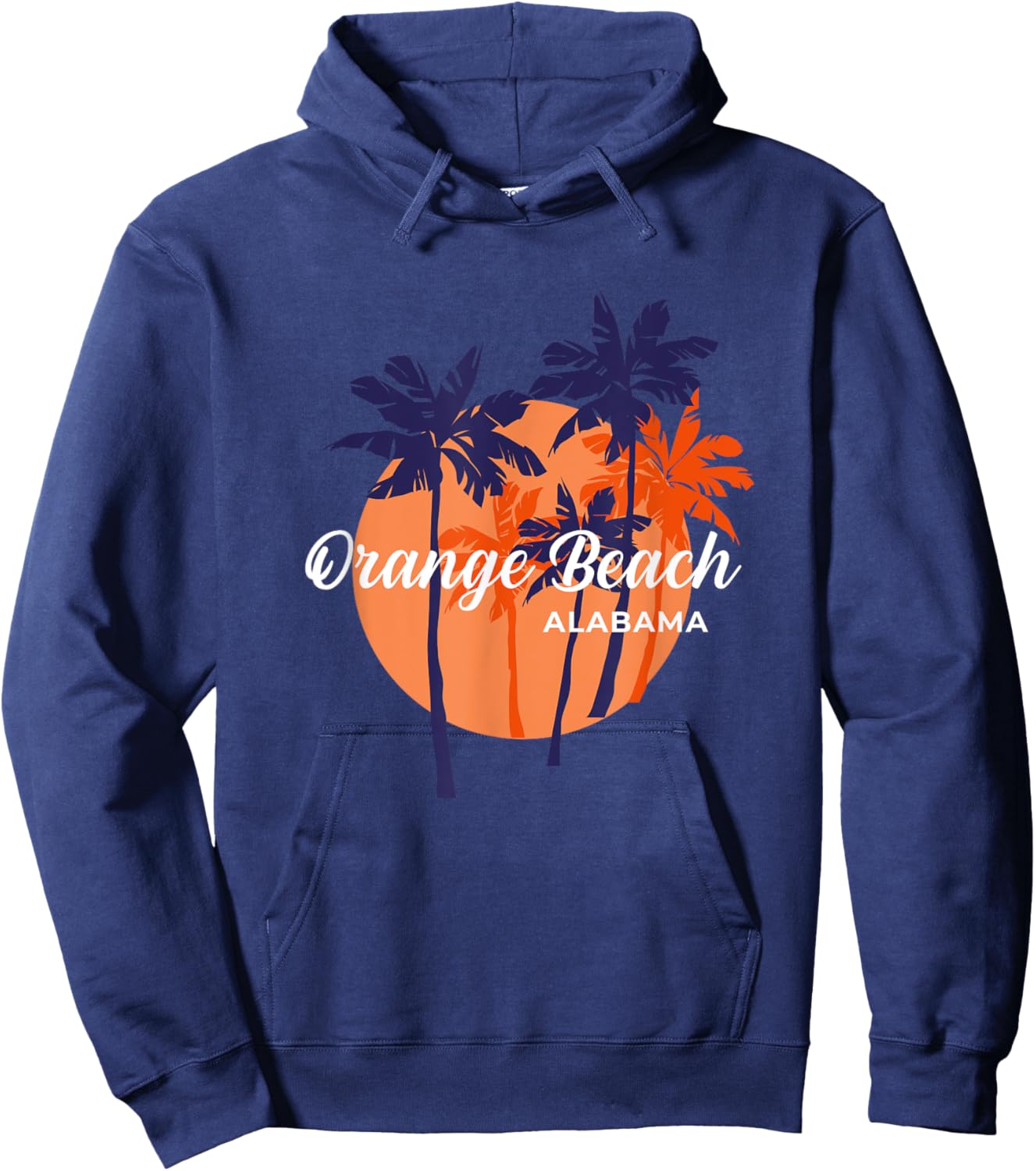 Palm Trees And Sun Summer Vacation Orange Beach Alabama Hoodie - Hoodie | Navy