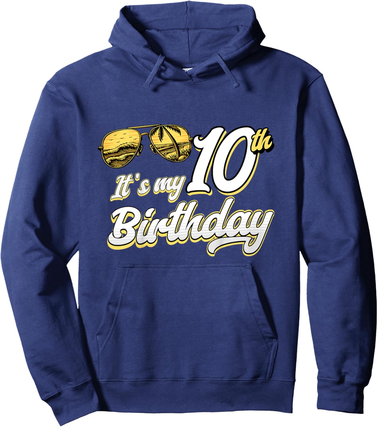 It's My 10th Birthday Beach Themed Party Summer 10 Years Old for Kids Hoodie - Hoodie | Navy
