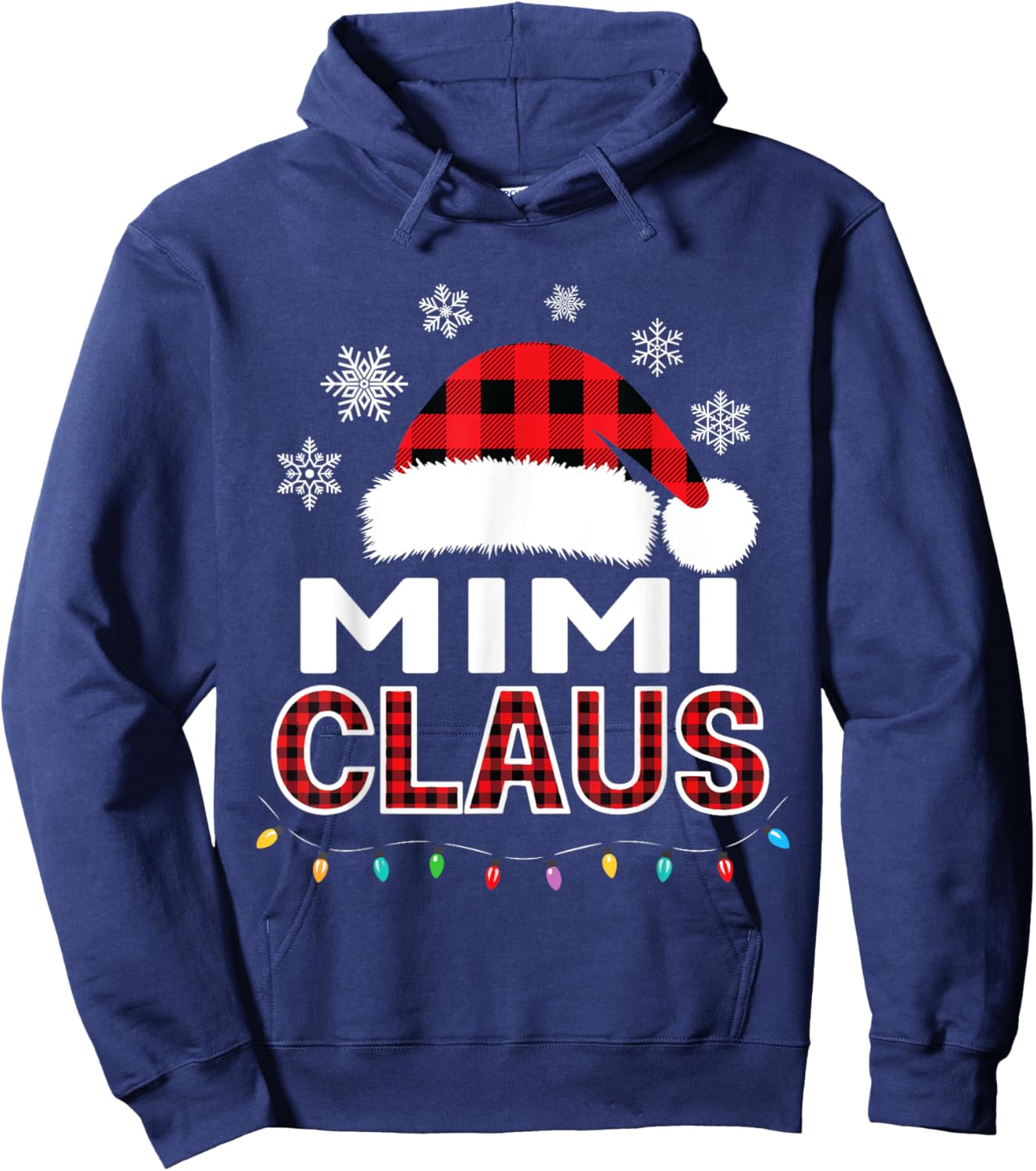 Mimi Claus Christmas Lights Santa Pajama Family Matching Hoodie - Hoodie | Navy