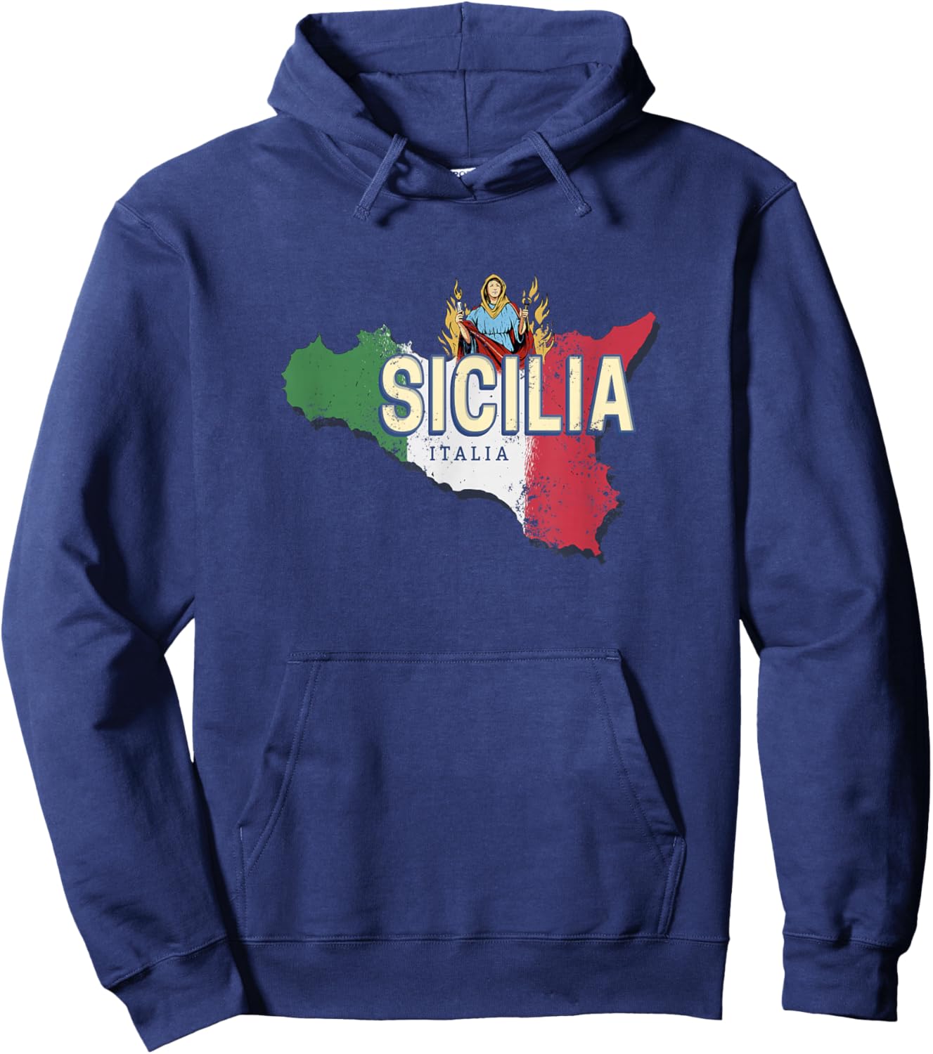Sicile et Drapeau Italie Carte région rétro Souvenir Vintage Hoodie - Hoodie | Navy