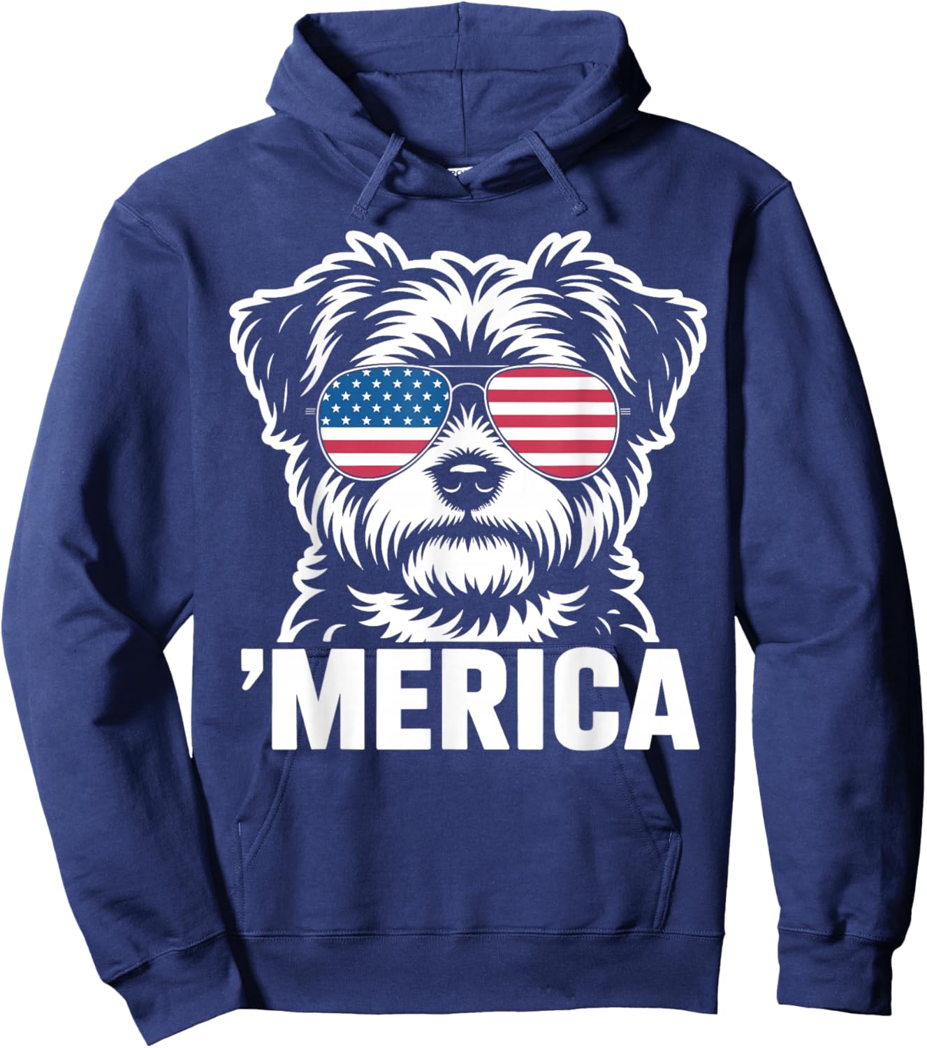 Patriotic USA American Flag 4th of July Morkie Hoodie - Hoodie | Navy