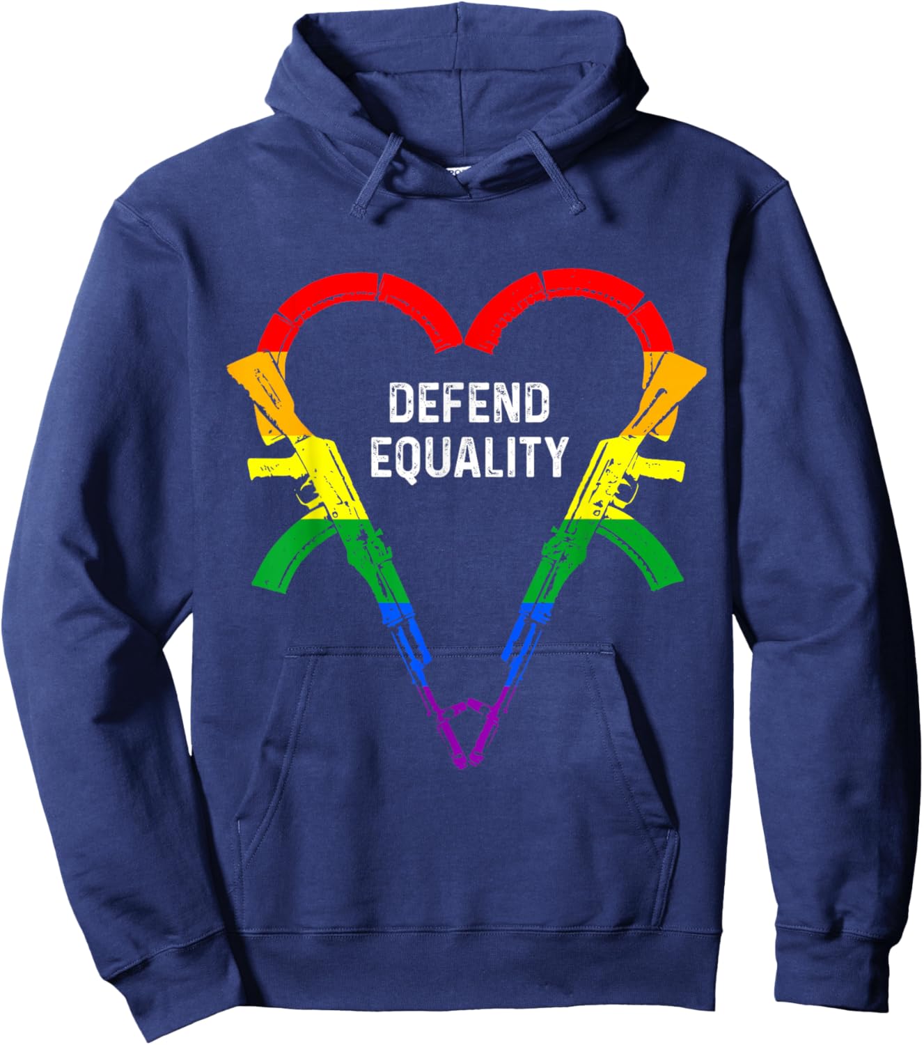 Defend Equality AK-47 Gay Gun Owner Rights LGBTQ Heart AK47 Hoodie - Hoodie | Navy