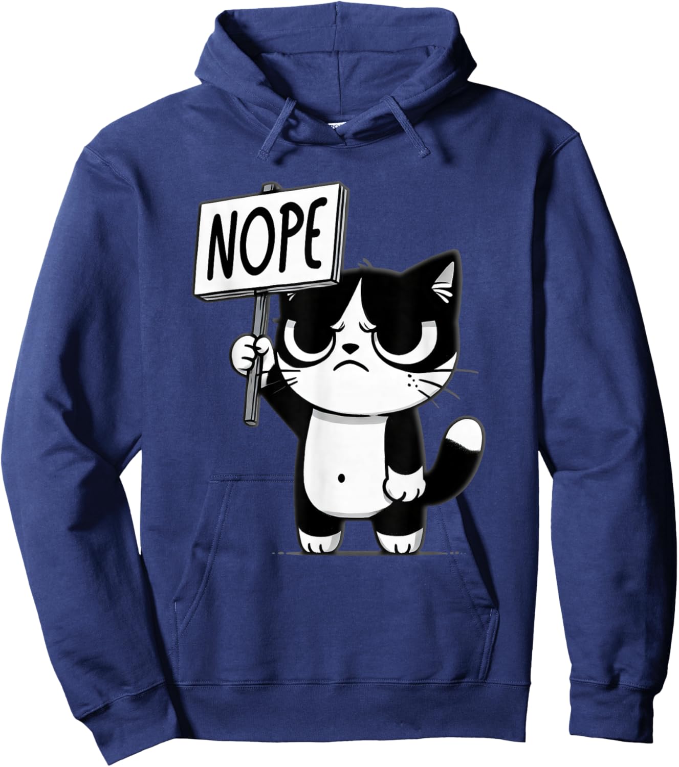 Funny Cat Nope, Grumpy Face Cat, Sarcastic Kids Mom Dad Hoodie - Hoodie | Navy