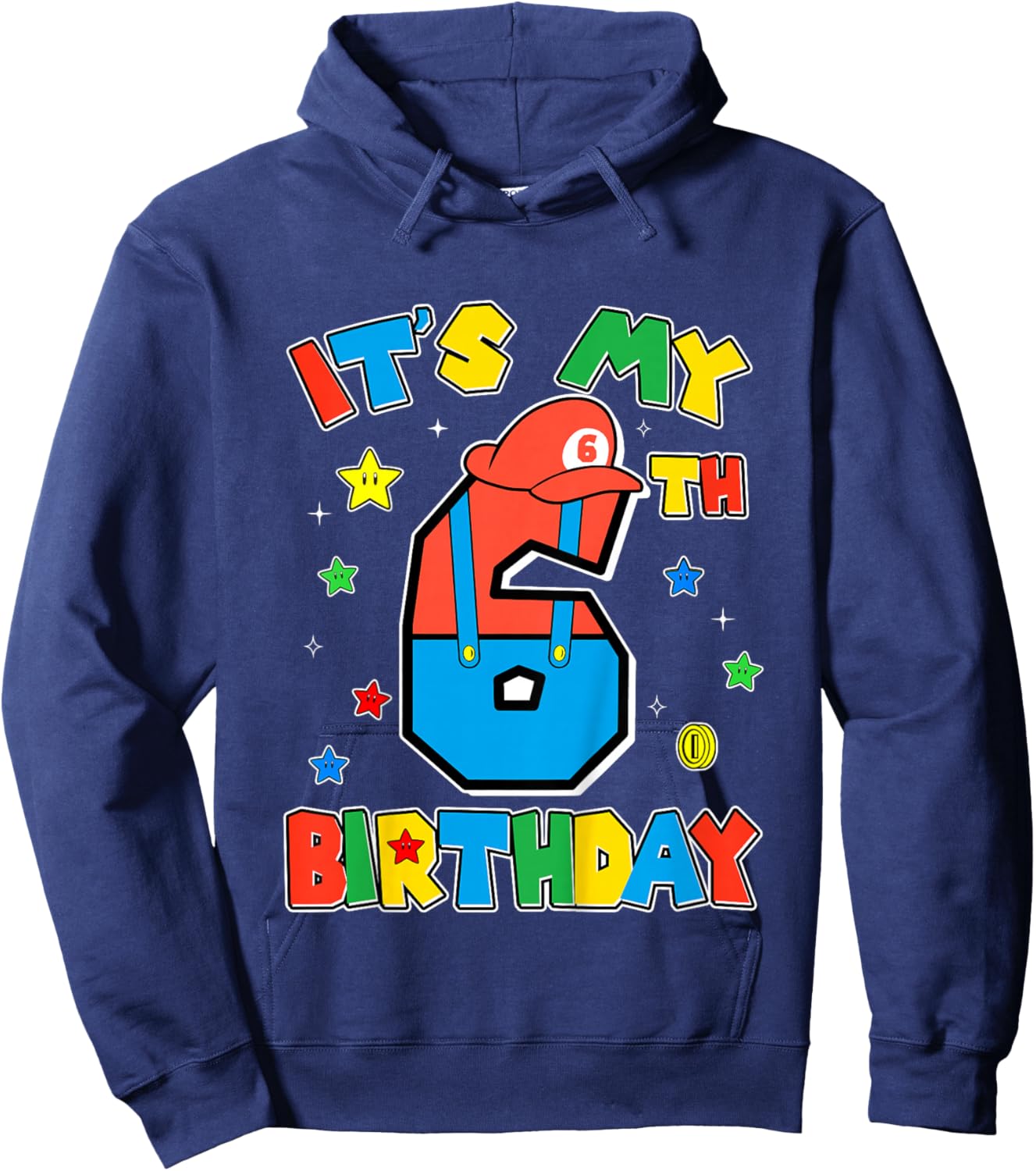 Kids 6th Birthday Boy Super Gamer Gaming Theme B-day Party Boys Hoodie - Hoodie | Navy