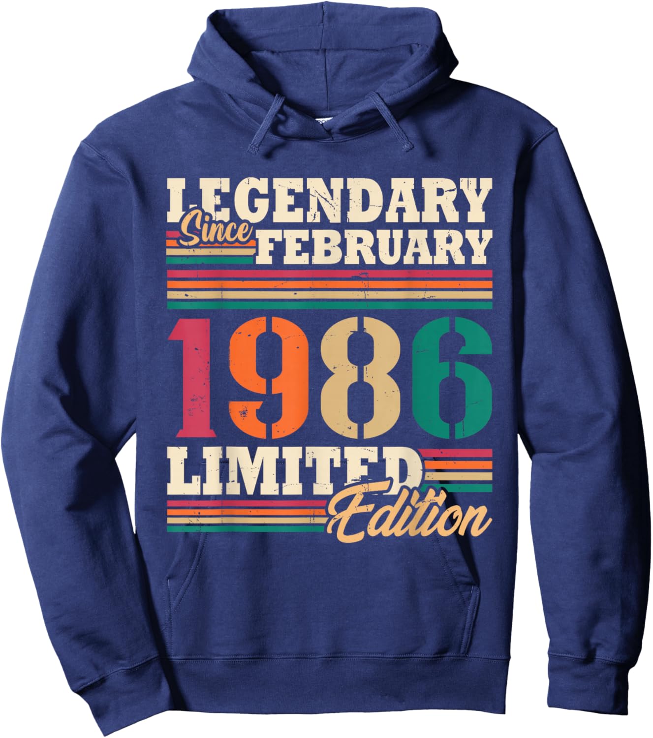 Vintage February 1986 Birthday Gift 40 Years Men Hoodie - Hoodie | Navy