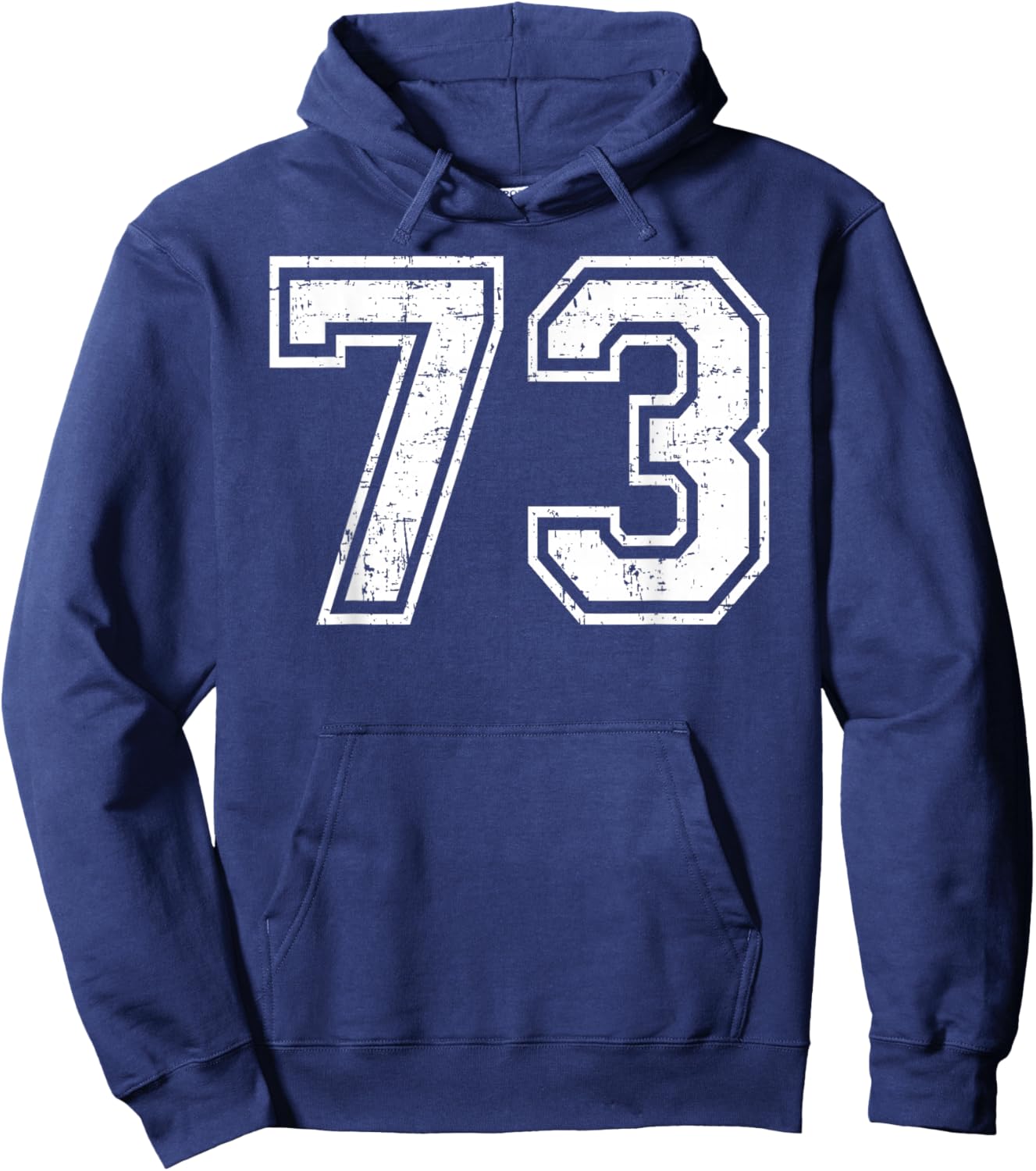 73 Number Seventy-Three Team Sports Grunge Varsity Matching Hoodie - Hoodie | Navy