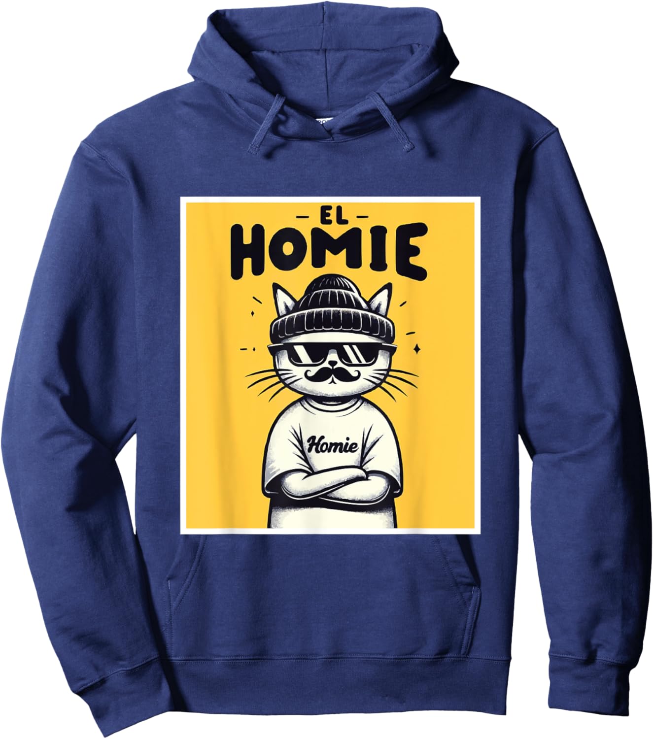 LIL HOMIE Cute Cholo Cat Chicano Art West Coast Hip Hop Prem Hoodie - Hoodie | Navy