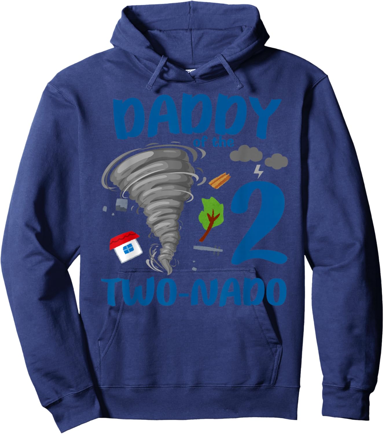 Daddy of the Two-nado Tornado Themed 2nd Birthday Boy Party Hoodie - Hoodie | Navy