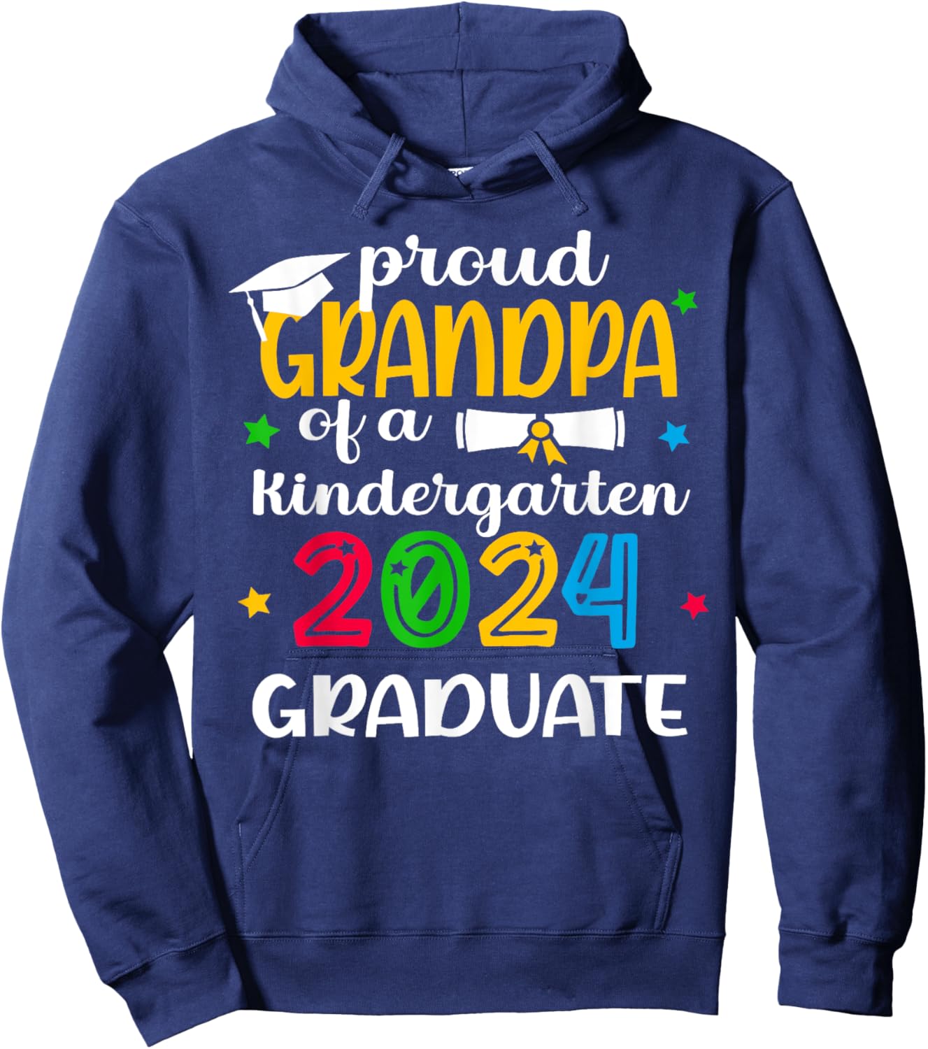 Proud Grandpa of Kindergarten Graduate 2024 Graduation Hoodie - Hoodie | Navy