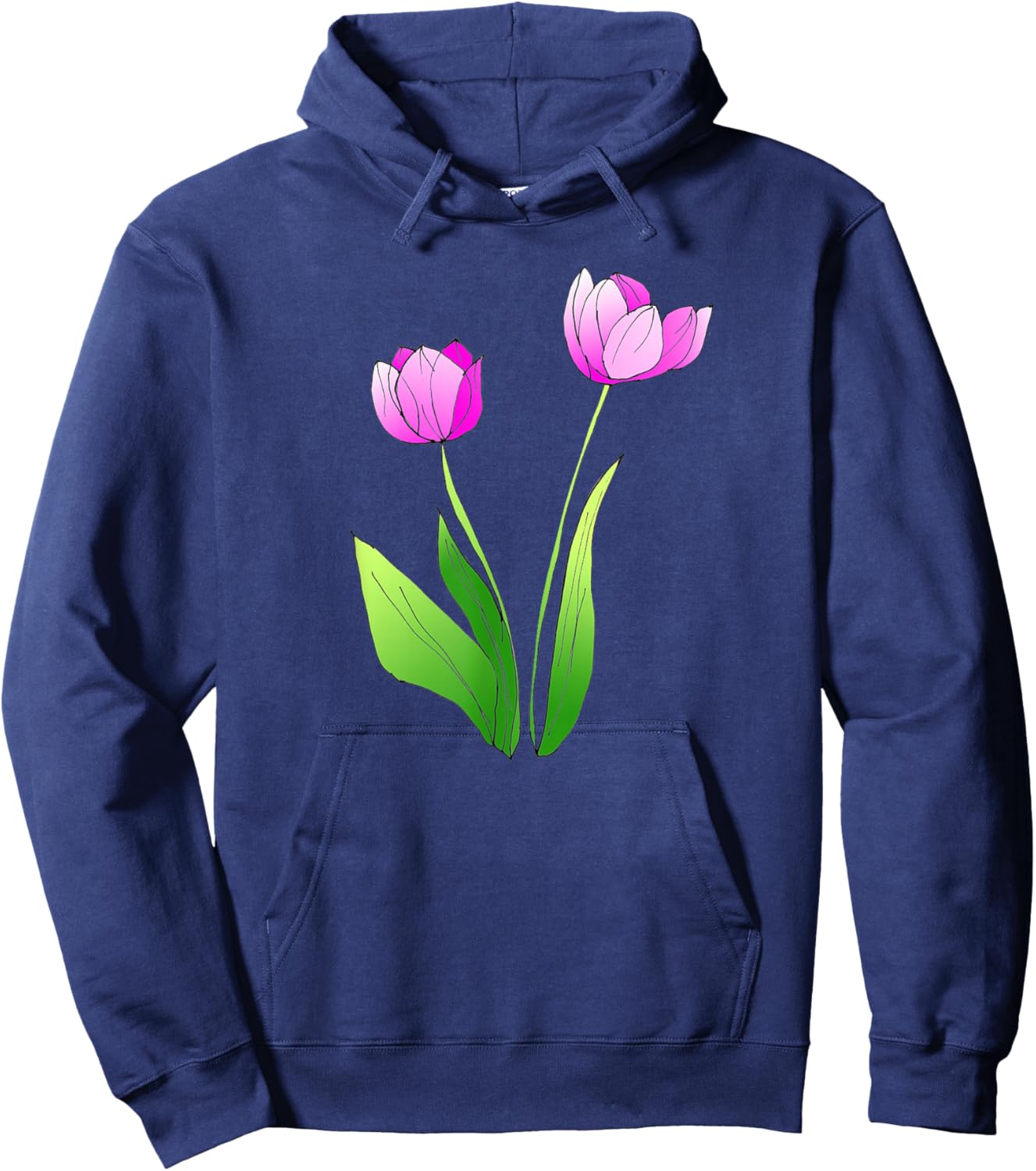 Tulip Flower Blossoming Artistic Watercolor Flower Lover Hoodie - Hoodie | Navy