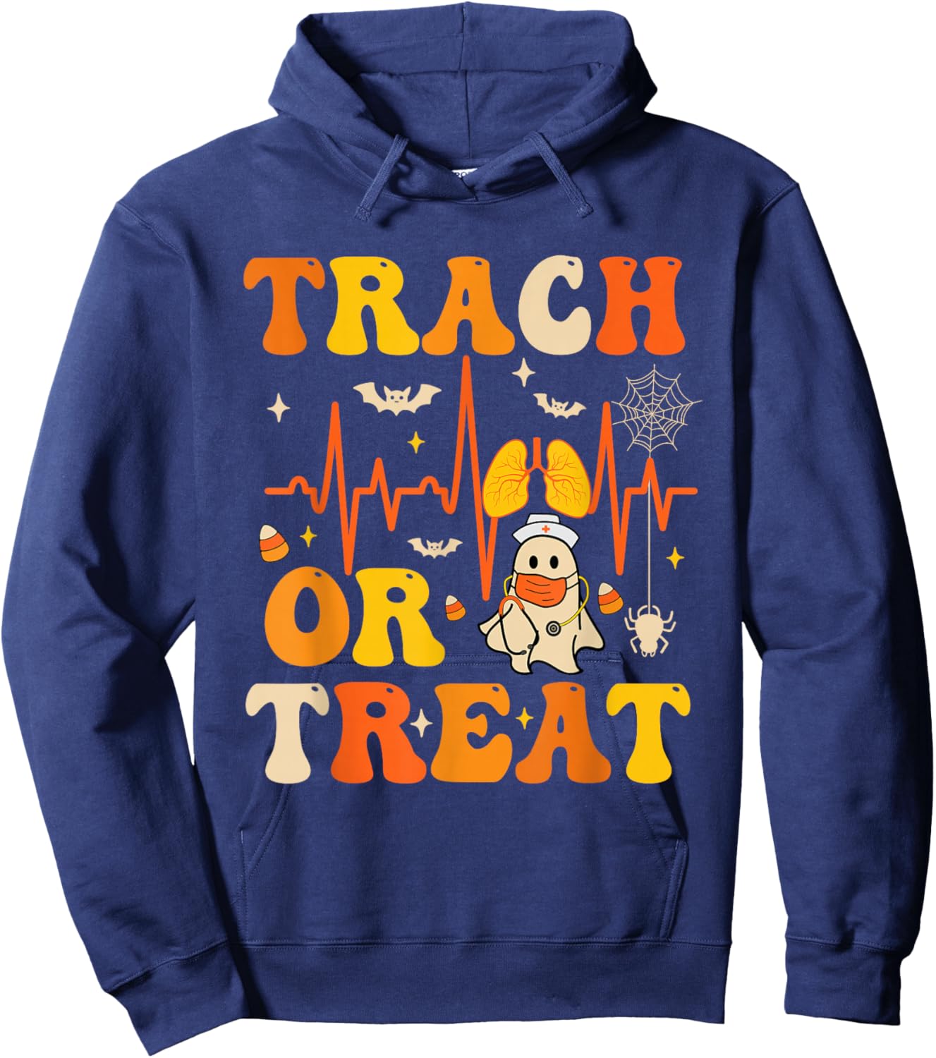 Lung Squad Trach Or Treat Respiratory Therapist Halloween Hoodie - Hoodie | Navy