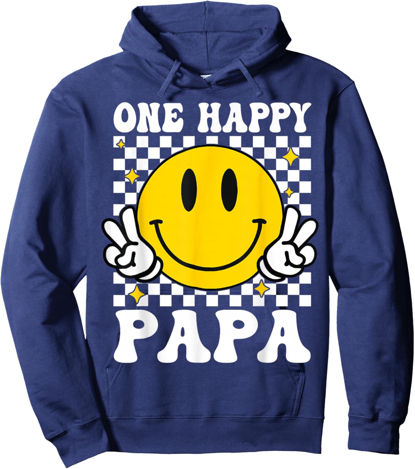 One Happy Dude Papa happy face 1st Birthday Family Matching Hoodie - Hoodie | Navy