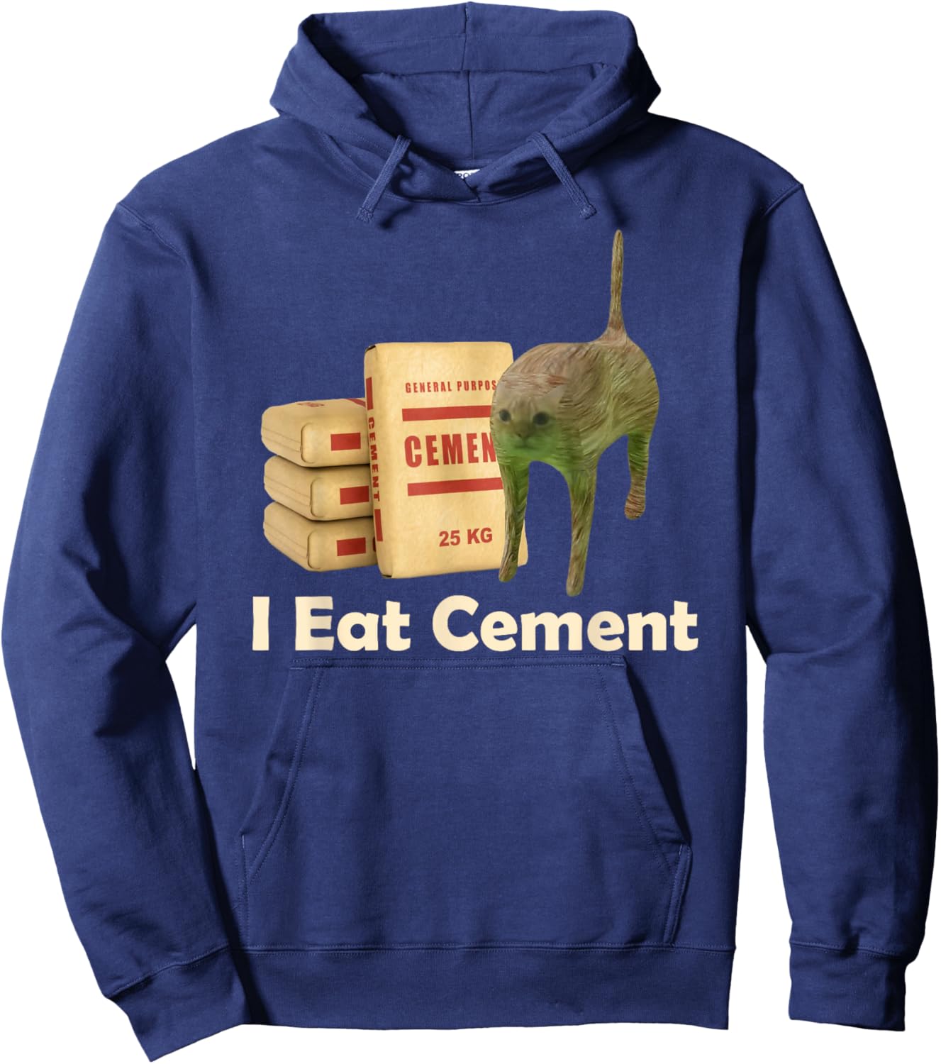 I eat cement cursed cat funny oddly specific meme Hoodie - Hoodie | Navy