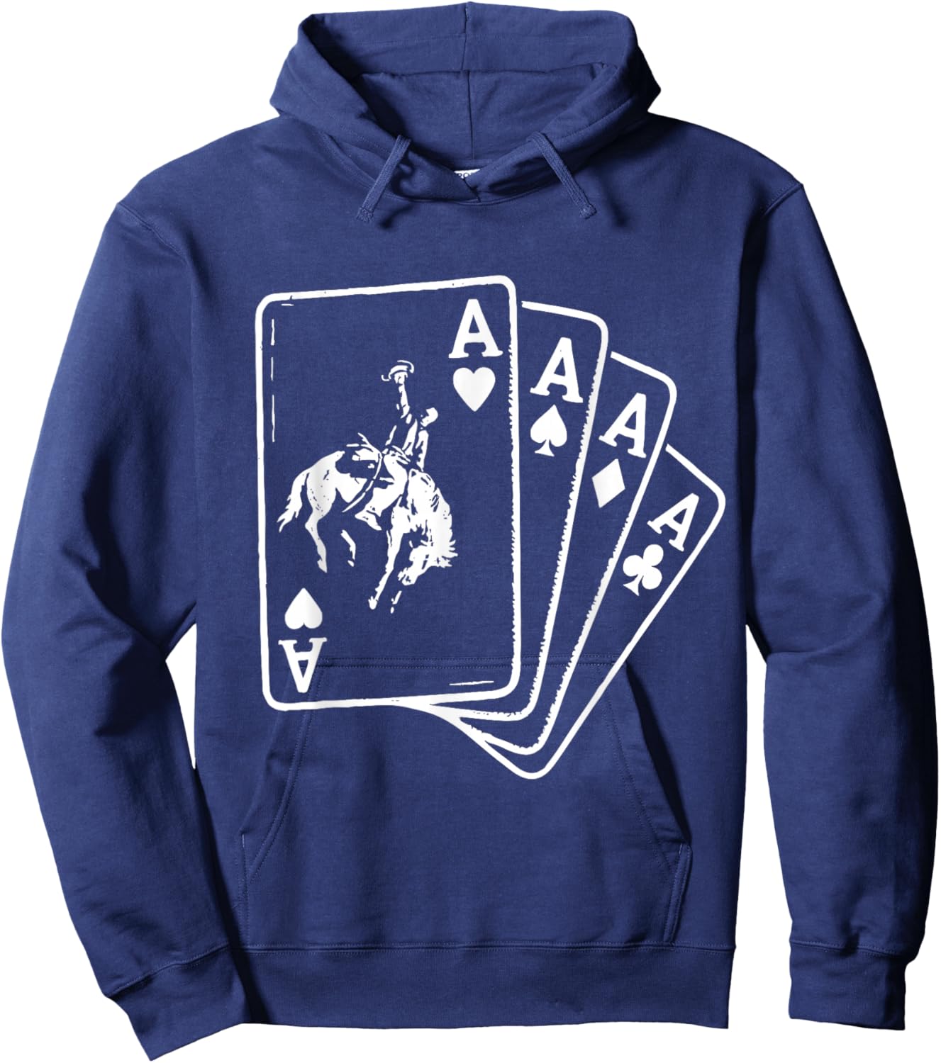Cowboy Ace Card Western Rodeo Poker Hoodie - Hoodie | Navy