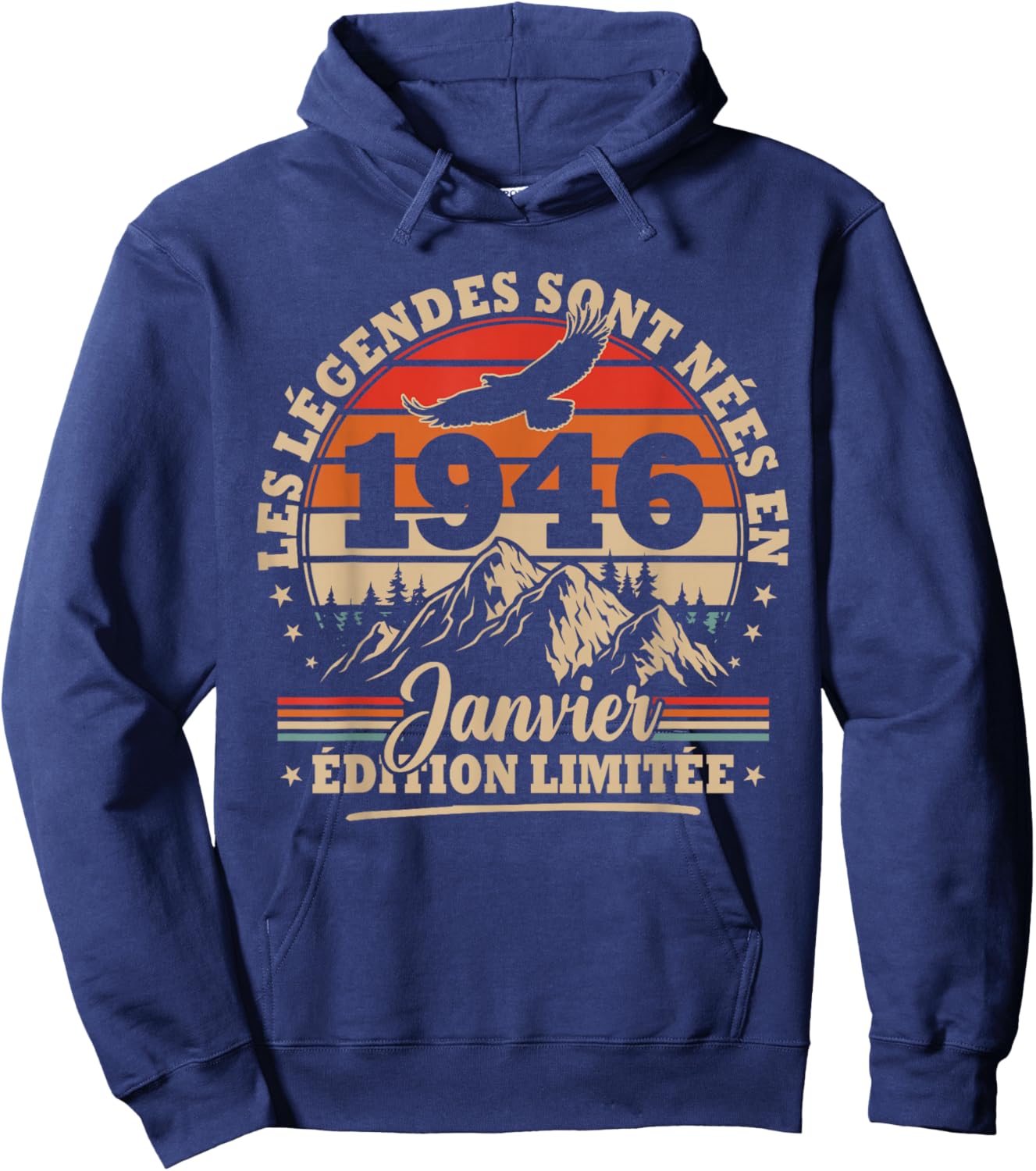 Vintage Birthday 80 Years Gift Born in January 1946 Hoodie - Hoodie | Navy