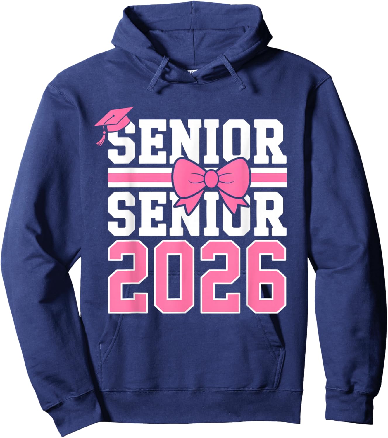 Senior 2026 Class of 2026 Coquette Pink Bow Graduation 2026 Hoodie - Hoodie | Navy