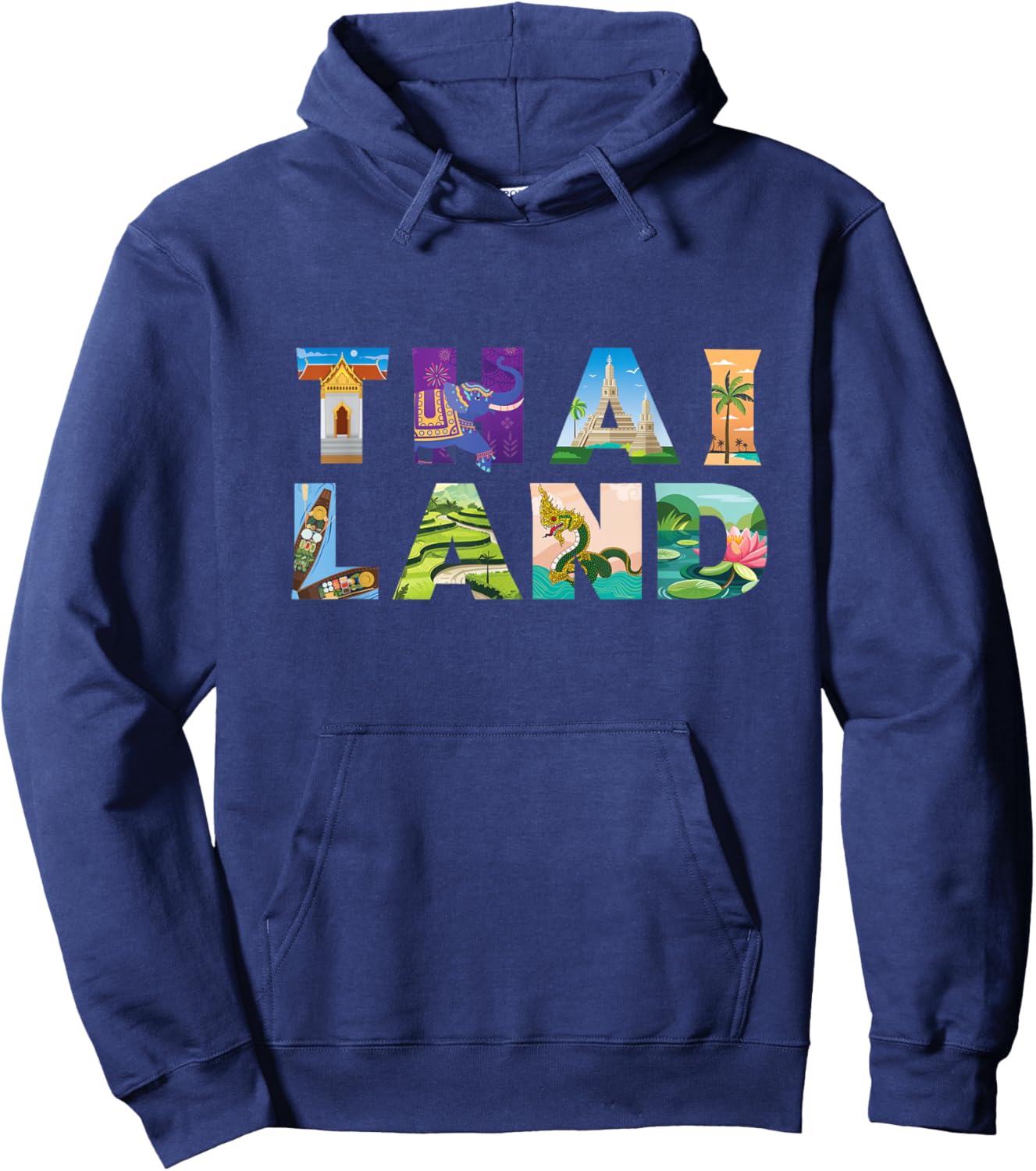 Family Heritage Gifts Thailand Letter Art - -Adult, Black, Small, Short Sleeve, Crew Collar, Pull On, 1 Count, Unique Thai Cultural Design Hoodie - Hoodie | Navy