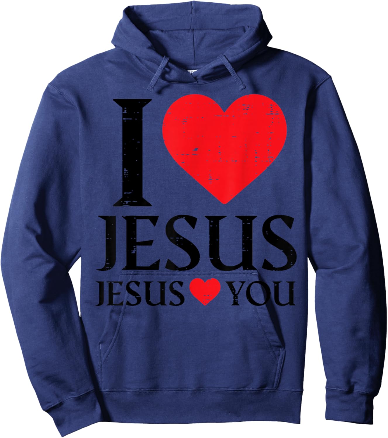 I Love Jesus Loves You Christian Religious Women Kids Men Hoodie - Hoodie | Navy
